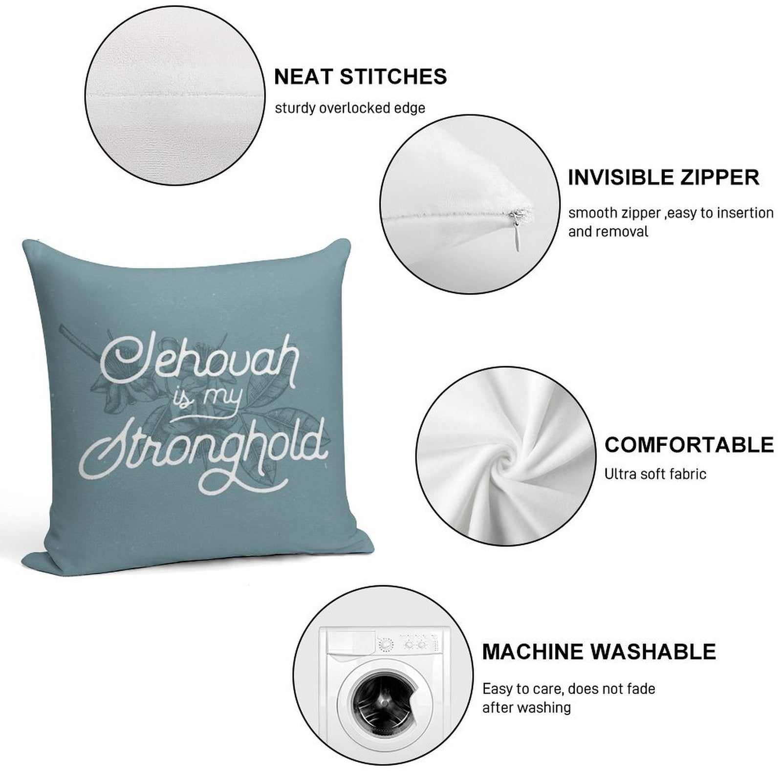 JEHOVAH IS MY STRONGHOLD Soft Fade-Resistant Throw Pillow