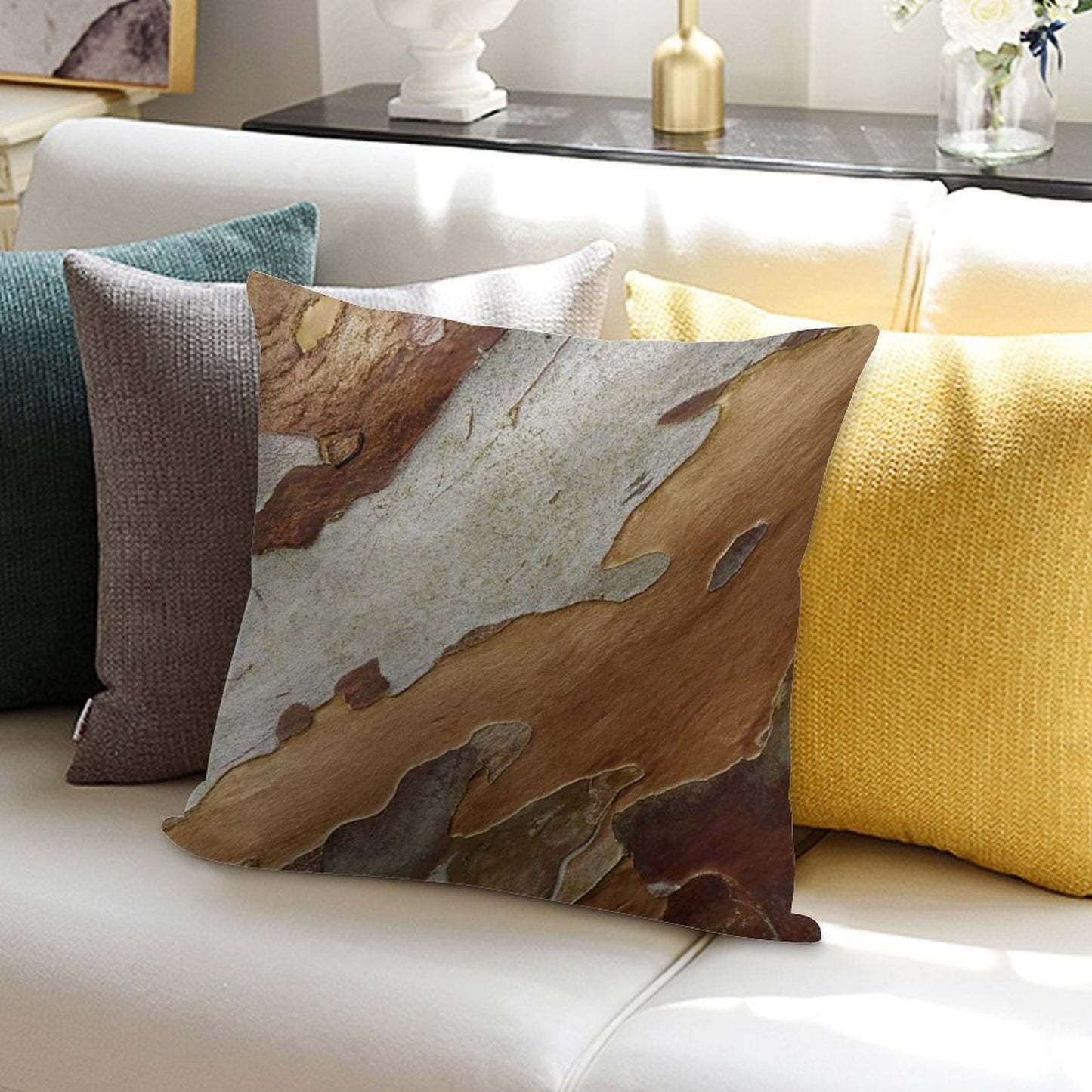 Tree Bark Soft Durable Construction Throw Pillow