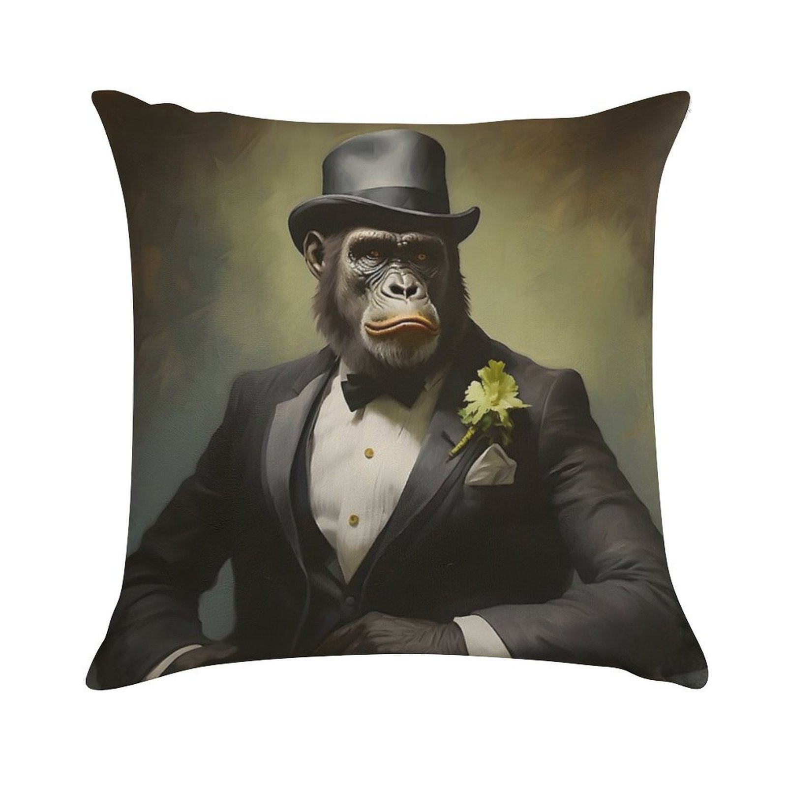 Gorilla Portrait Art Soft Hidden Zipper Throw Pillow