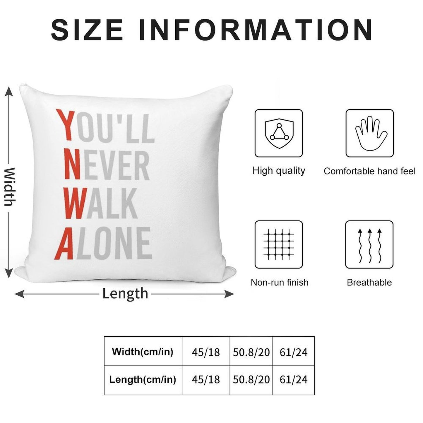 YNWA - You Will Never Walk Alone - Liverpool FC Quote Soft Shrink-Resistant Throw Pillow