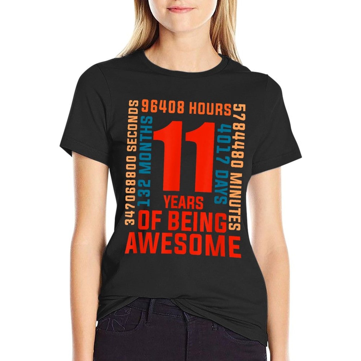 11 Years Of Being Awesome 11th Birthday Eleven Years Old Stretchy T-Shirt