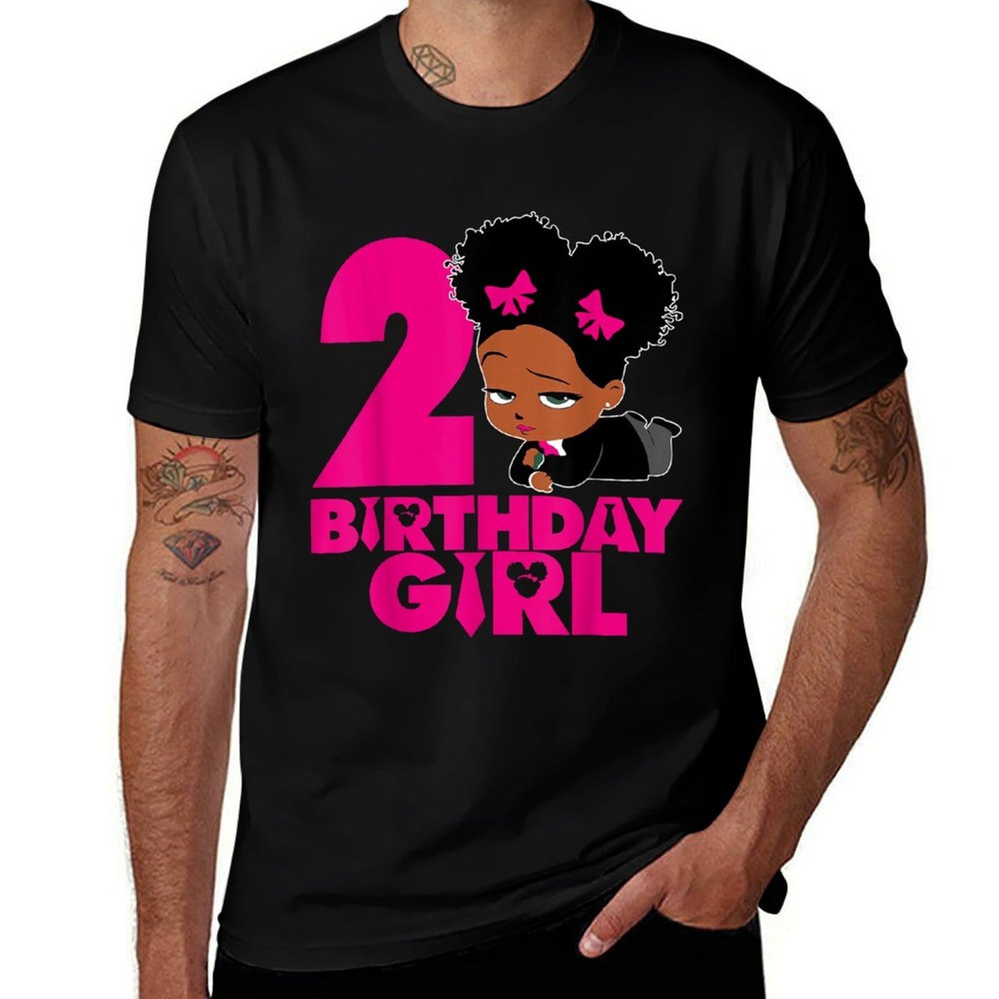2nd Birthday Girl Baby Boss Cute African American Kids Afro Wrinkle-resistant T-Shirt