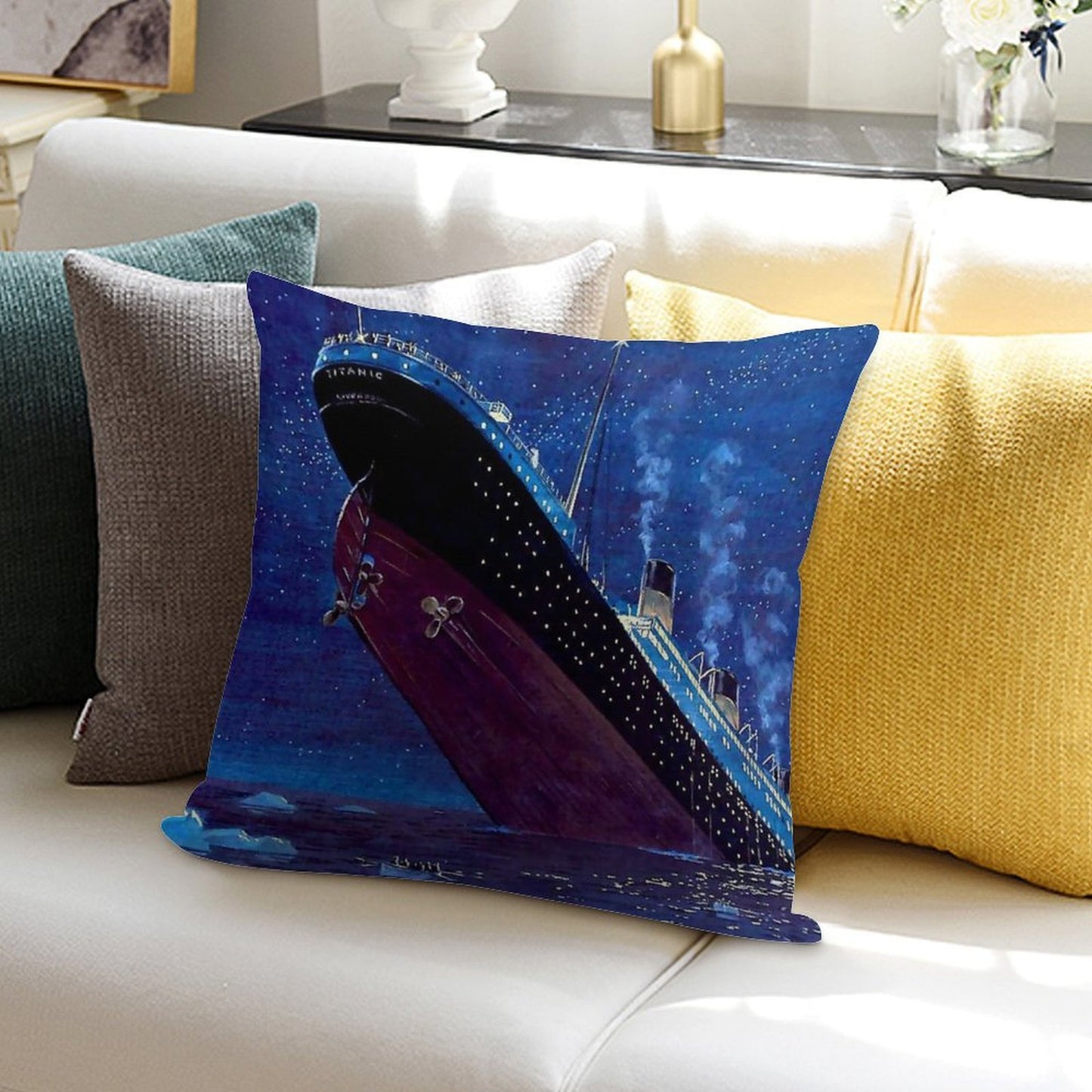 Titanic Sinking Soft Short Plush Fabric Throw Pillow