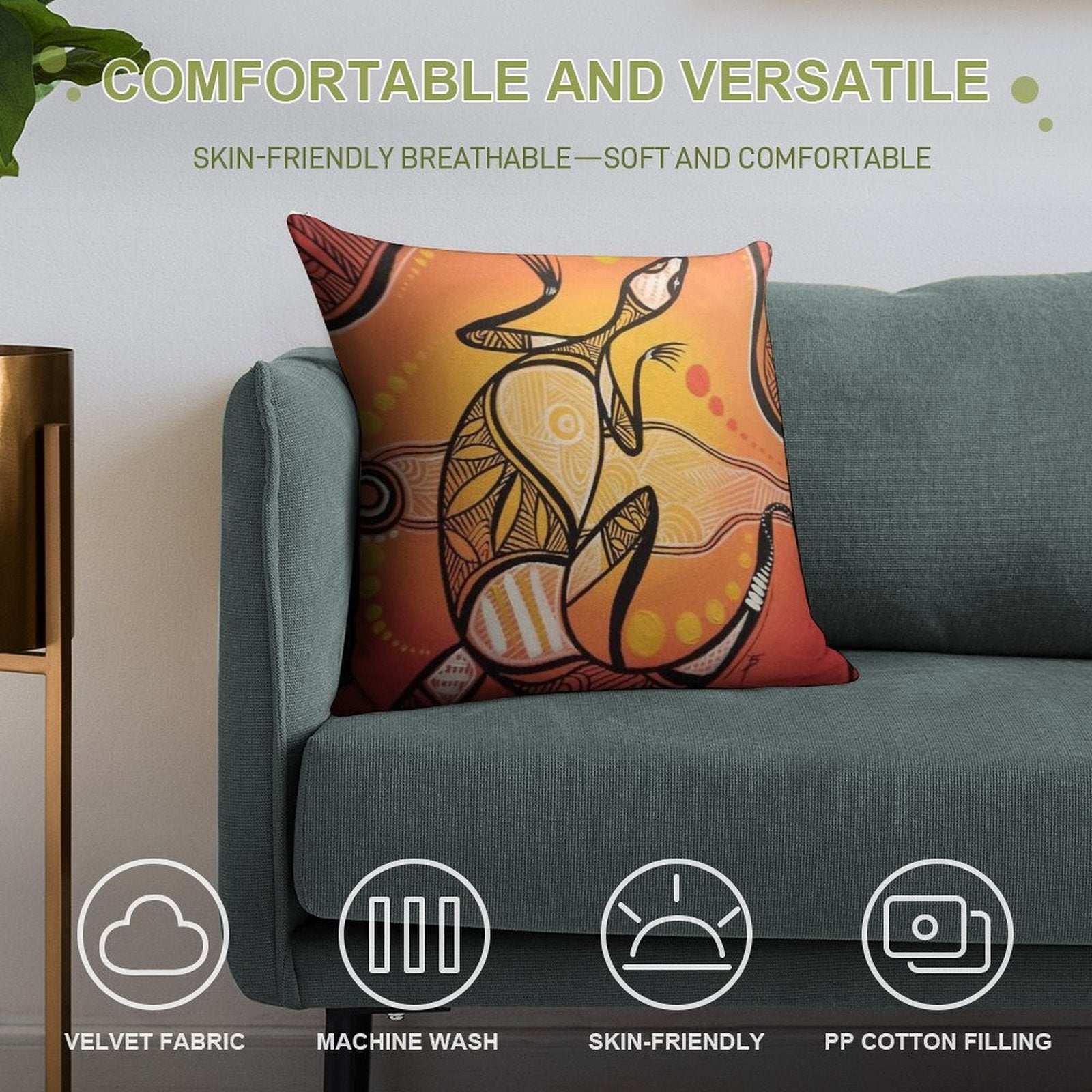 Australian Aboriginal Art Soft Style Accent Throw Pillow