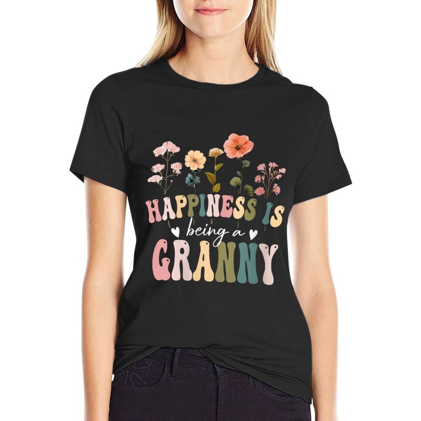 Womens Happiness Is Being A Granny Floral Granny Mother's Day Classic T-Shirt