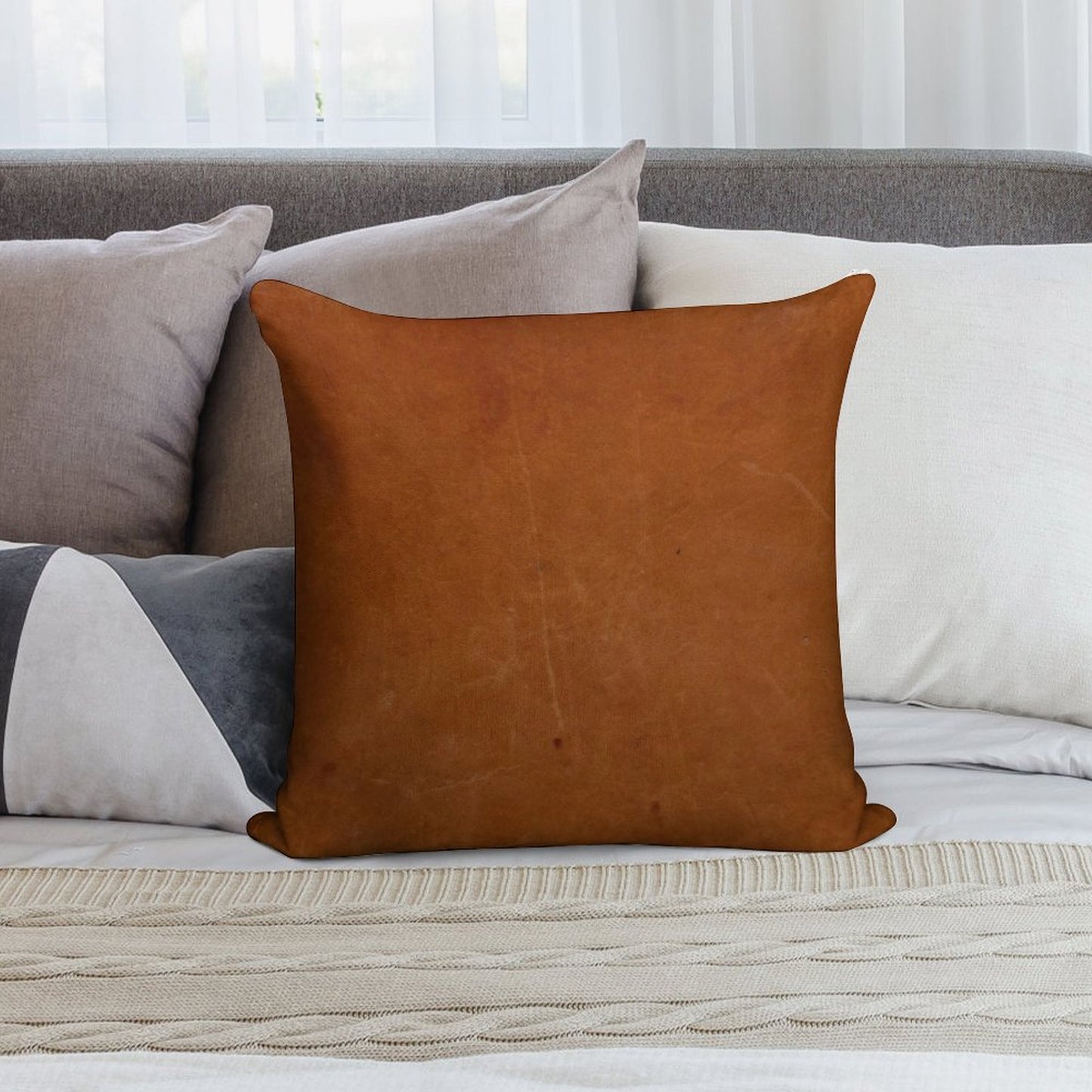 Rustic Leather Soft Decorative Cover Throw Pillow