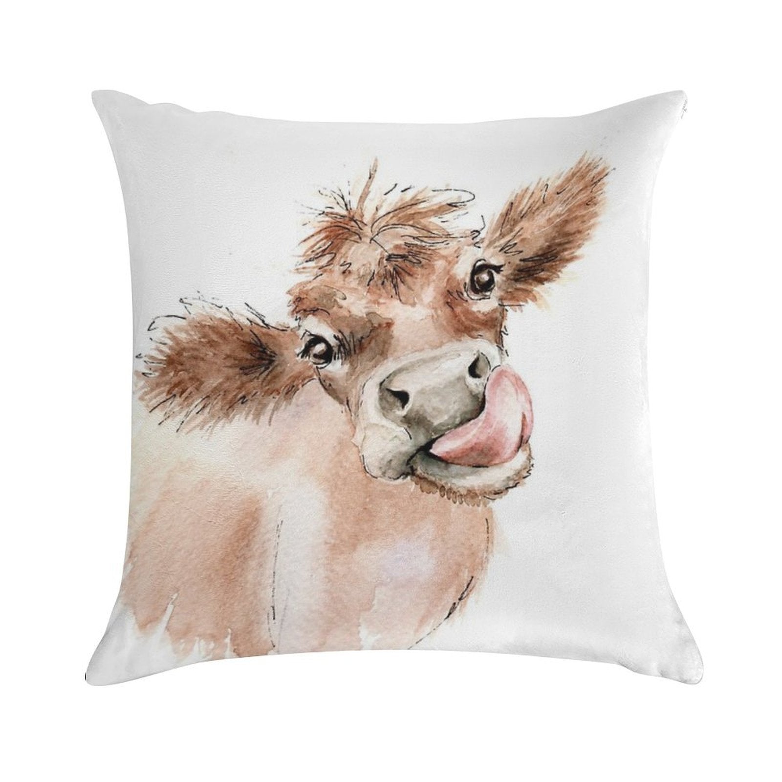 Funky Cow Soft Hidden Zipper Throw Pillow