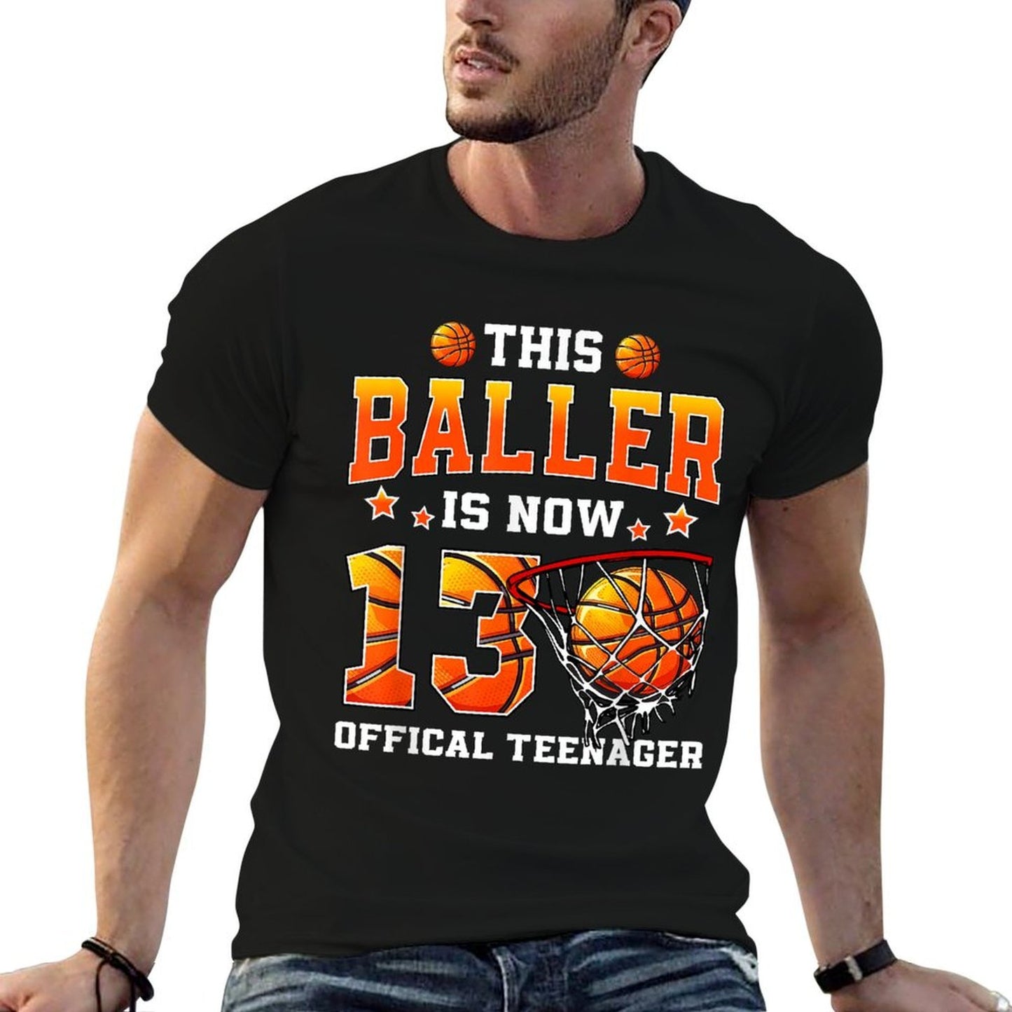 This Baller Is Now 13 Basketball Boys Girls 13th Birthday Easy-care T-Shirt