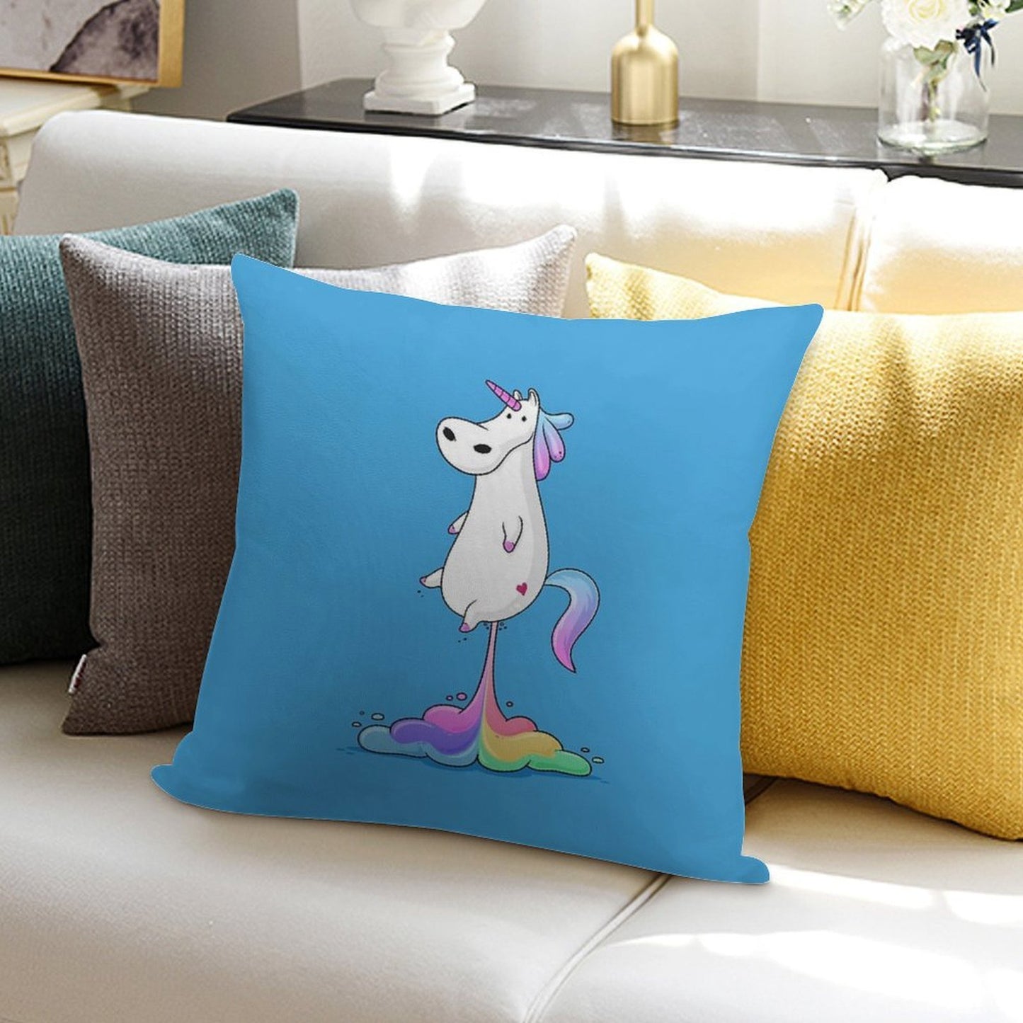 Unicorn Fart Soft Luxury Feel Throw Pillow