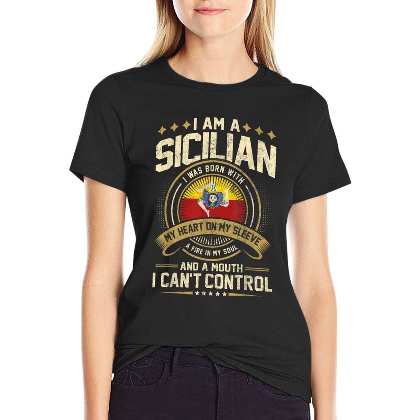 Sicily Funny Quote Sicilian Vintage High-quality Stitching T-Shirt