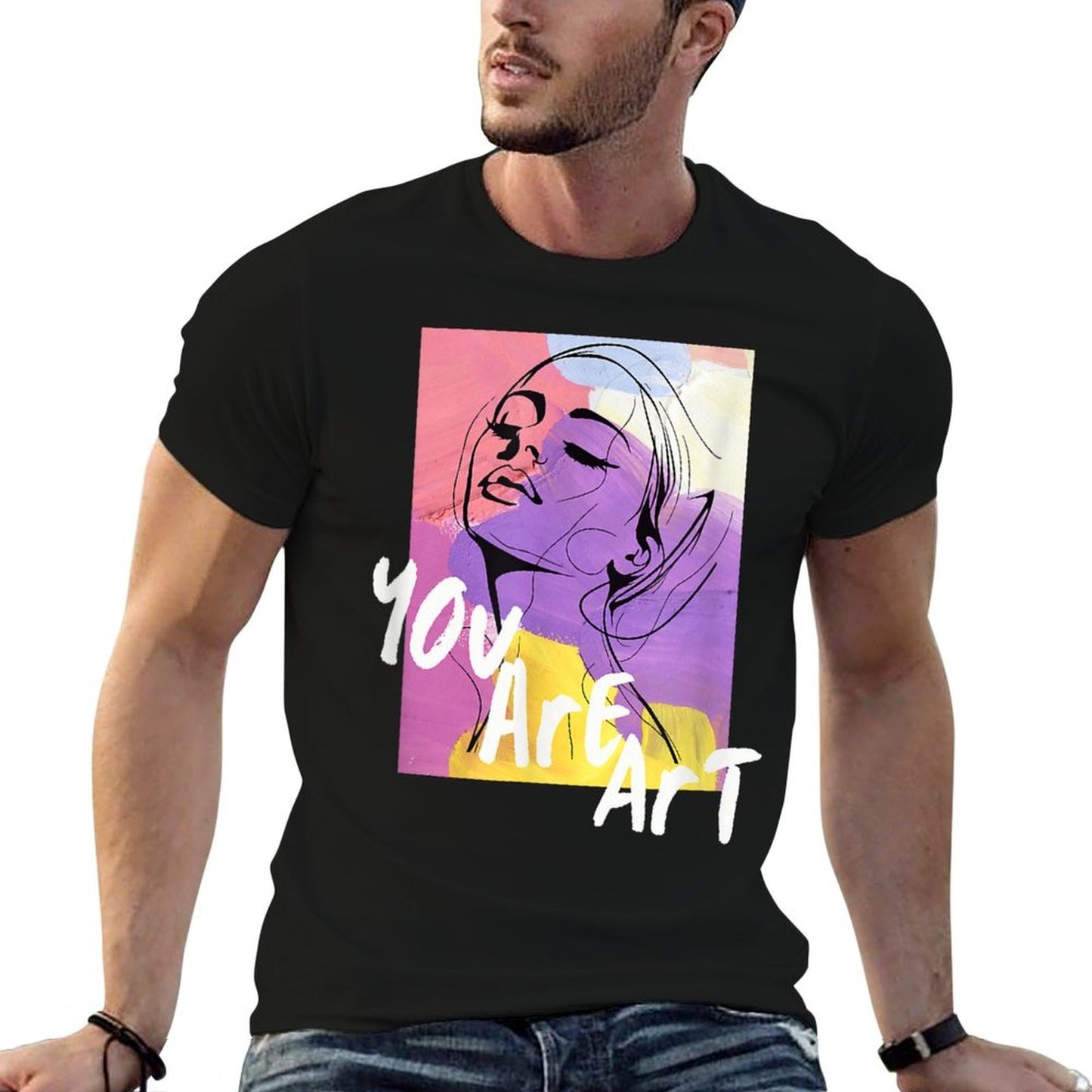 Retro Pop Art, Abstract Colorful Woman, Face Abstract, Art  Cotton T-Shirt