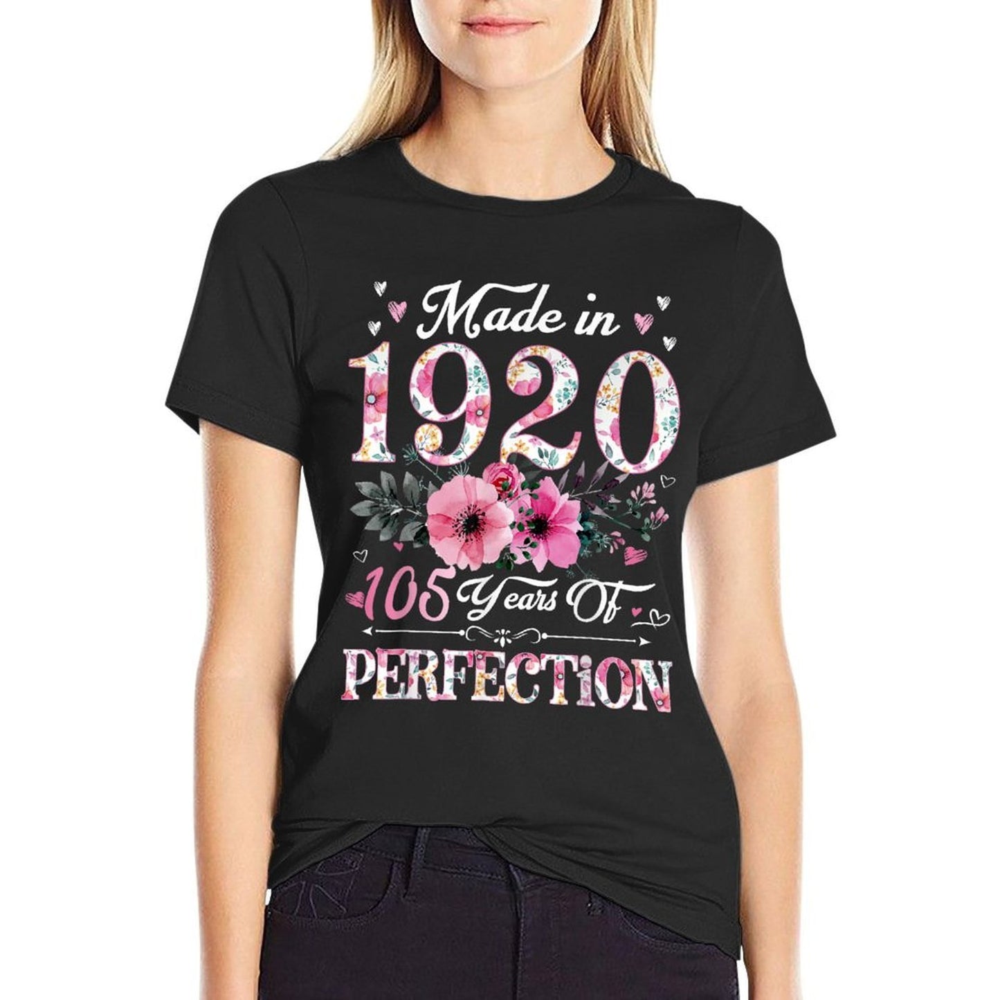 105 Year Old Made In 1920 Floral 105th Birthday Gift For Wom Graphic-printed T-Shirt