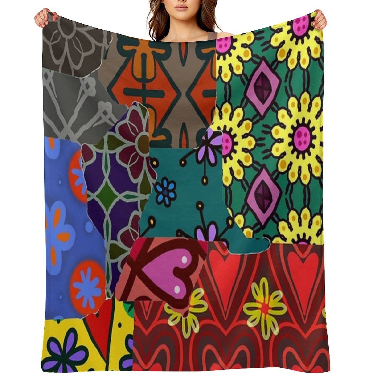 Graphic Design Pacthwork Pattern Anti-pilling Throw Blanket