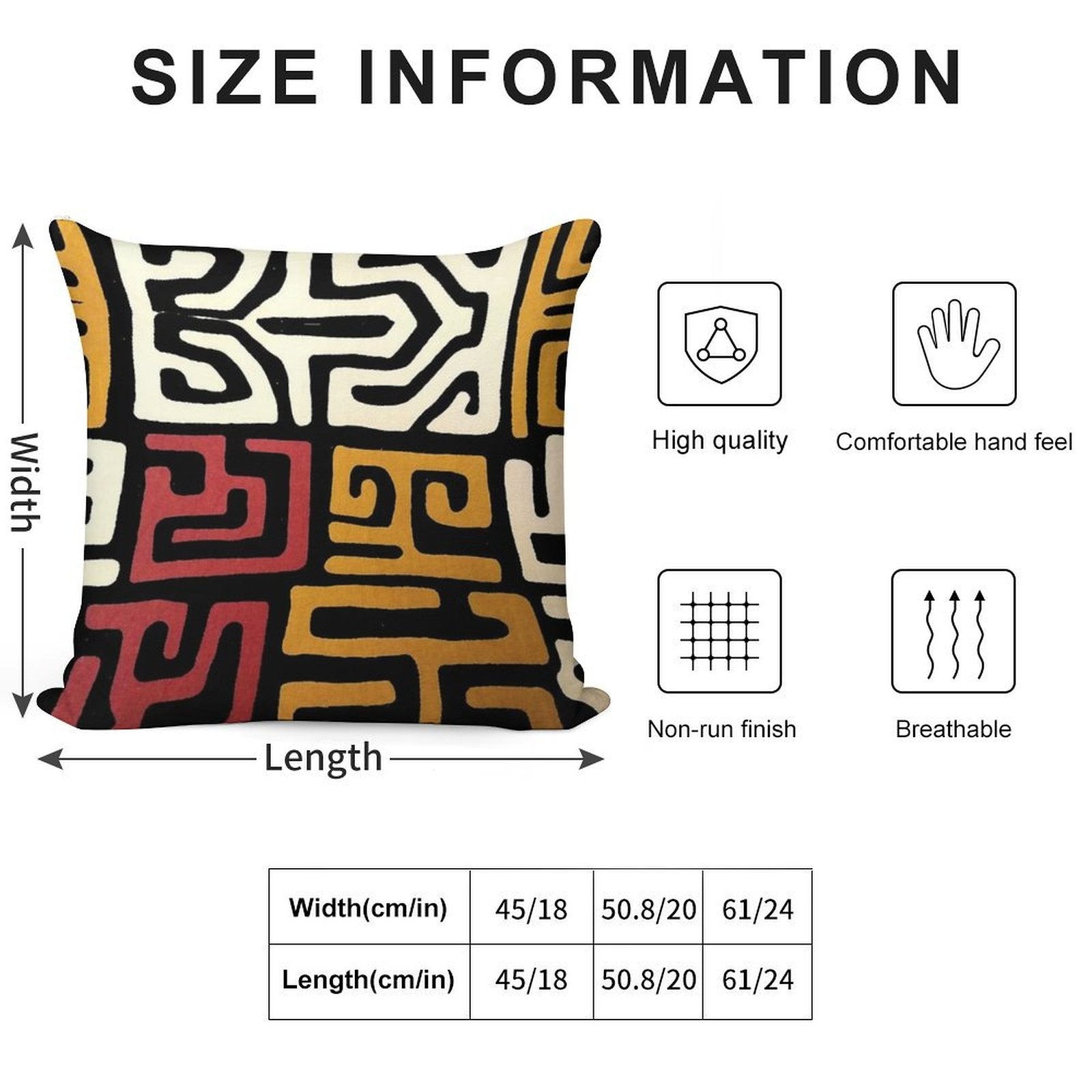 African Mudcloth Soft Washable Throw Pillow