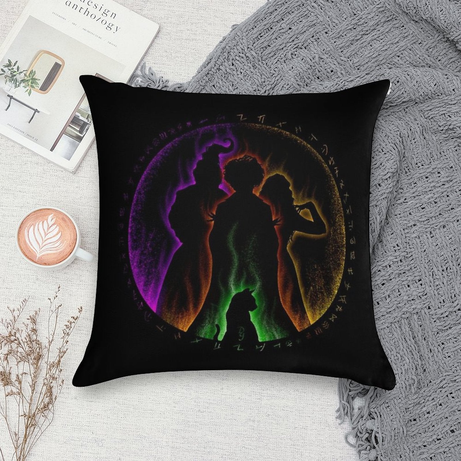 Hocus Pocus Sanderson Sisters And Binx Soft Decorative Cover Throw Pillow