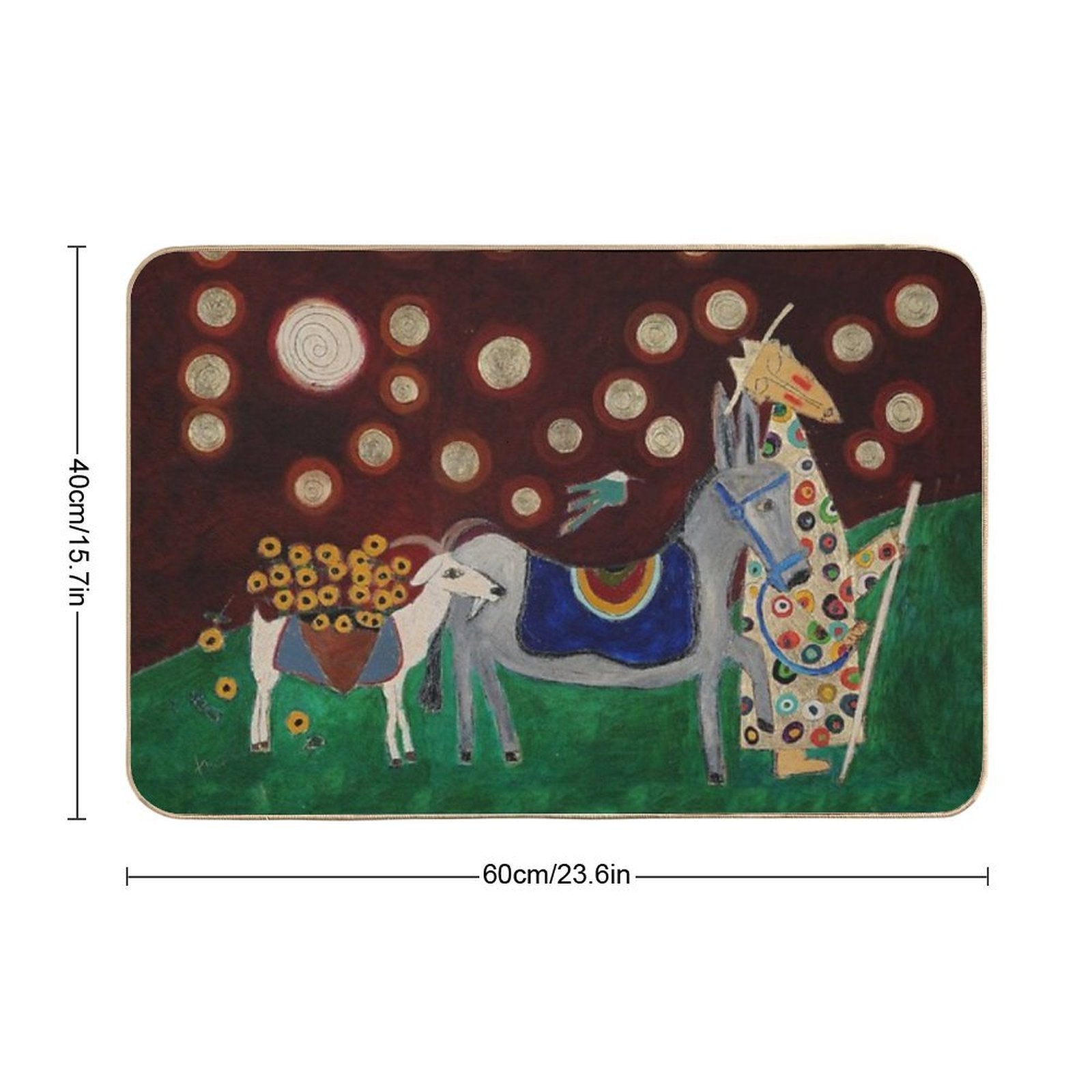 Monk with Donkey And Goat  Slip-Resistant Bath Mat