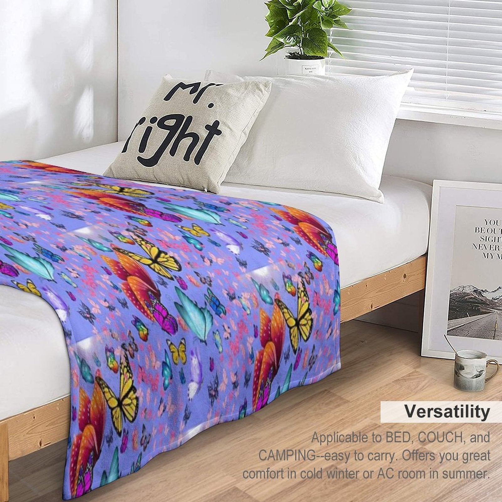 A Butterfly Is A Love Word Folded in Half Quick-dry Throw Blanket