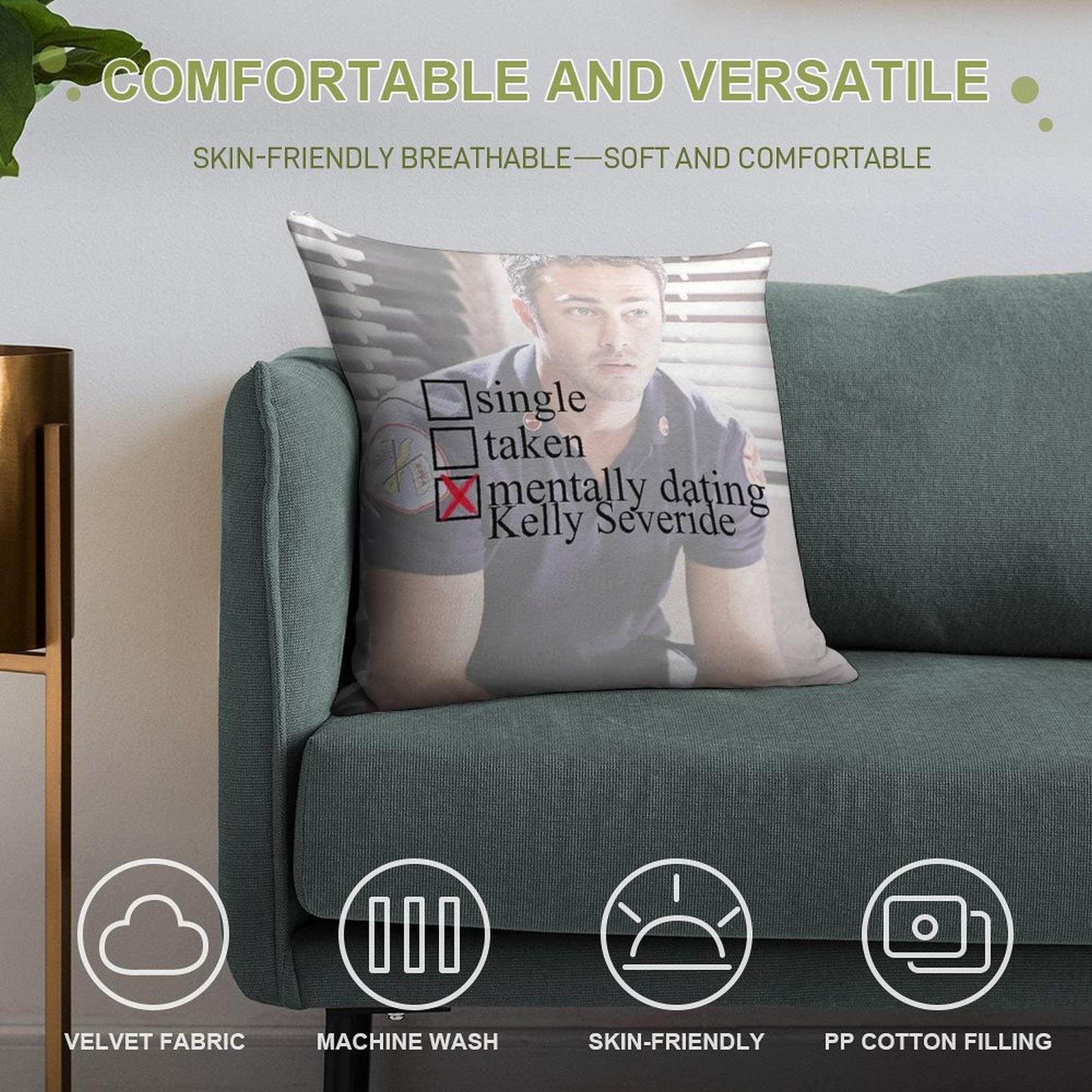 Kelly Severide - Chicago Fire Mentally Dating Soft Washable Throw Pillow