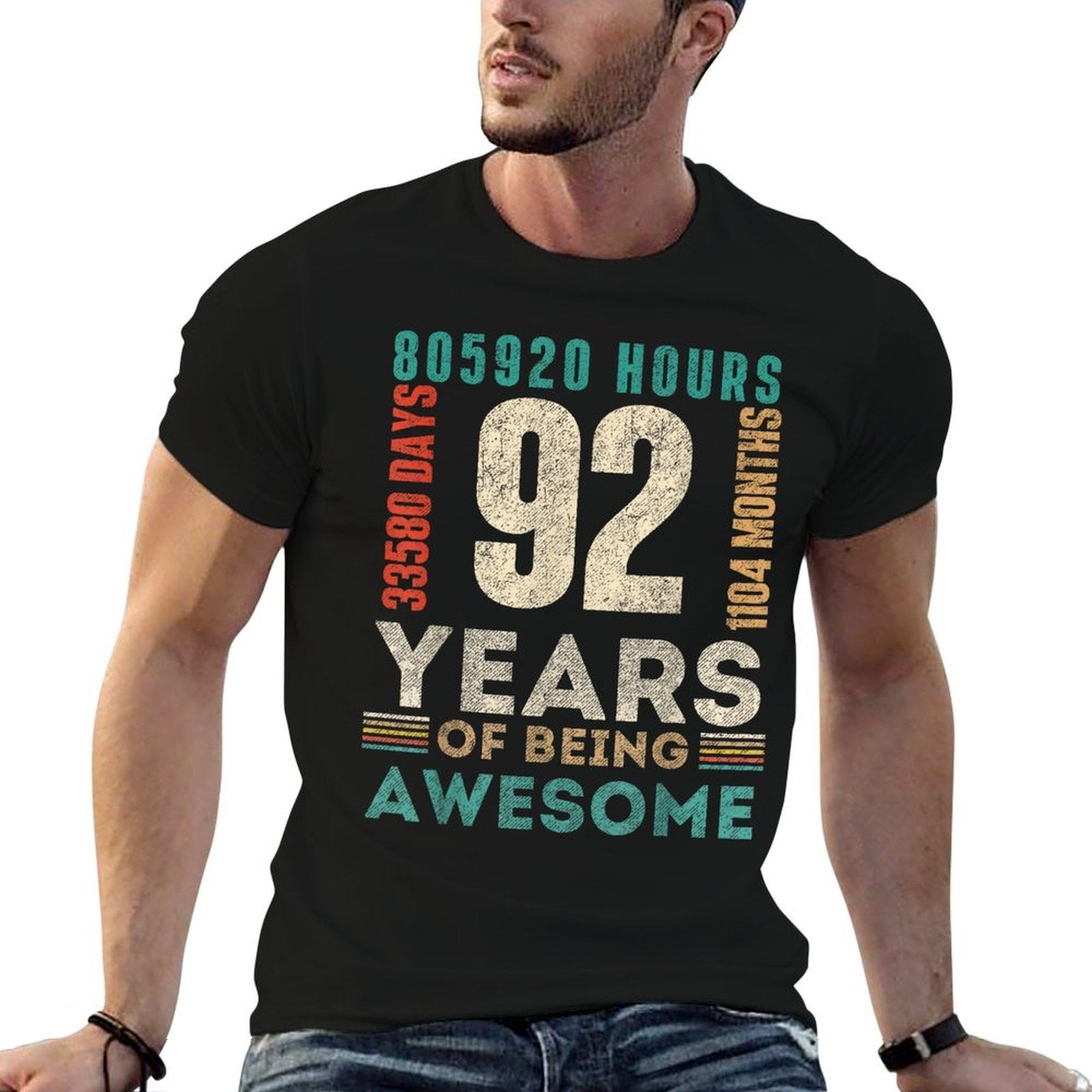 92nd Birthday Hours Days Months 92 Years Old Bday  Easy-care T-Shirt