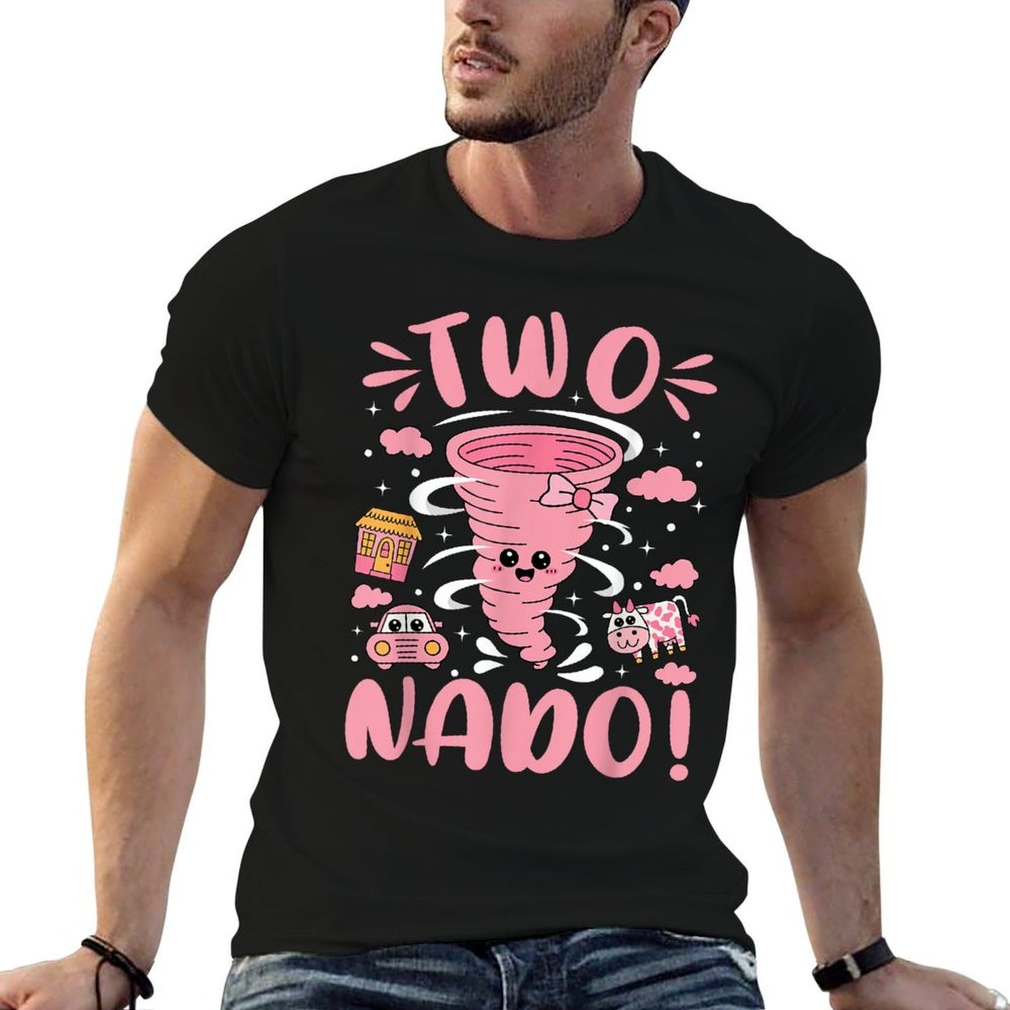 Two Nado Cute Birthday Tornado Girl Bow 2 Years Old Kids Odor-resistant T-Shirt