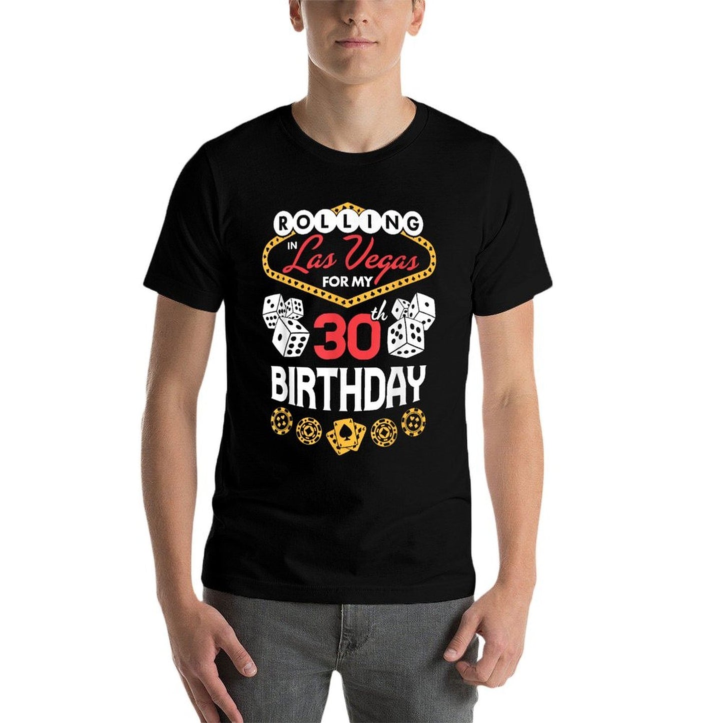 Rolling in Las Vegas for My 30th Birthday Oversized Silhouette T-Shirt