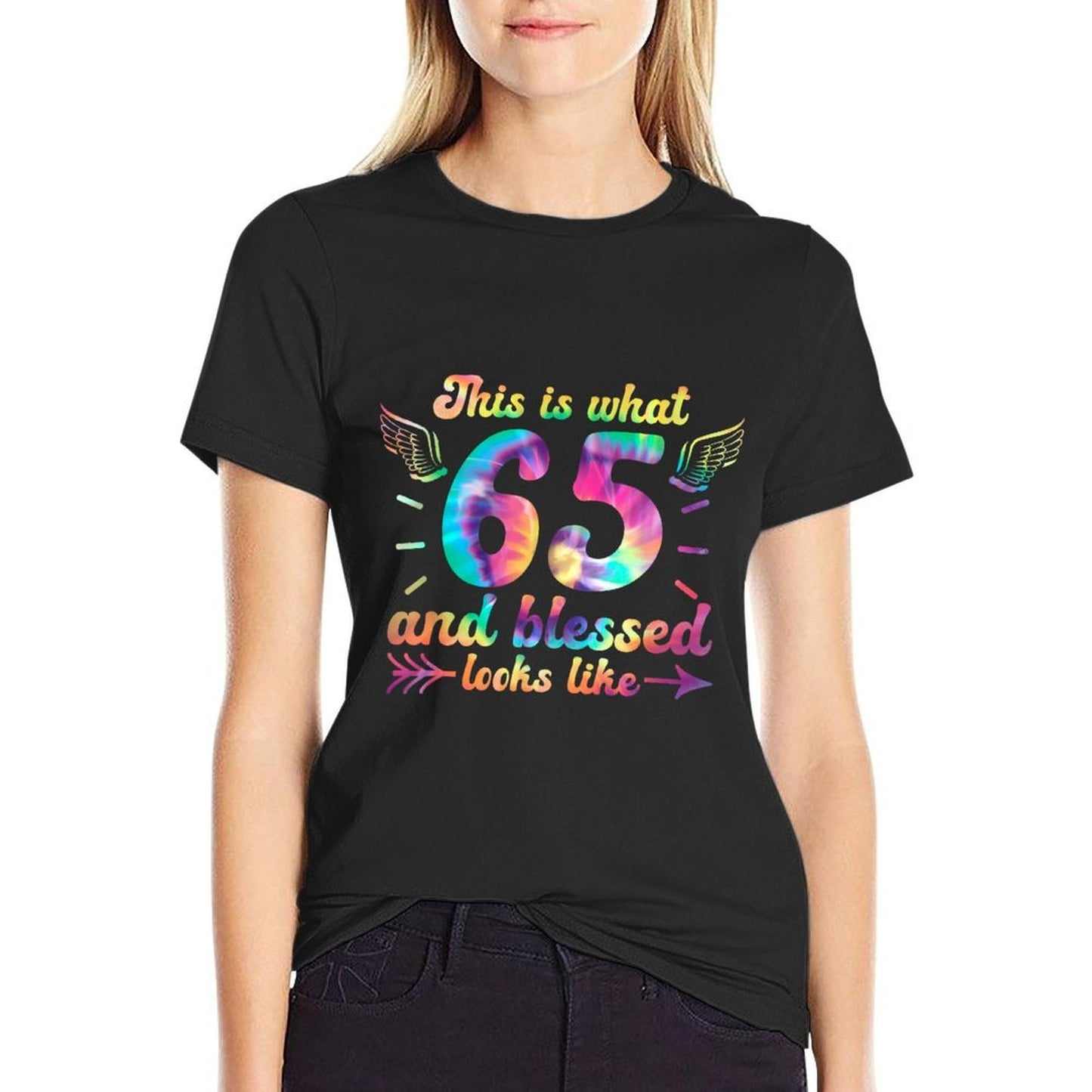 This Is What 65 And Blessed Looks Like 65th Birthday Polyester Blend T-Shirt