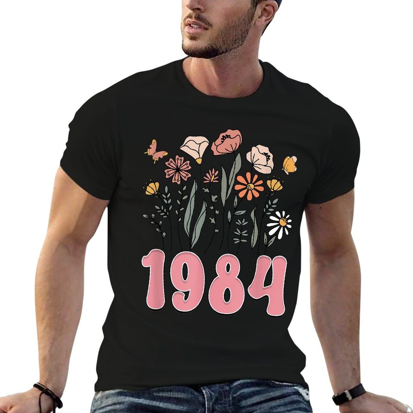 40 Year Old Born In 1984 Floral Flower 40th Birthday Women Relaxed-fit T-Shirt