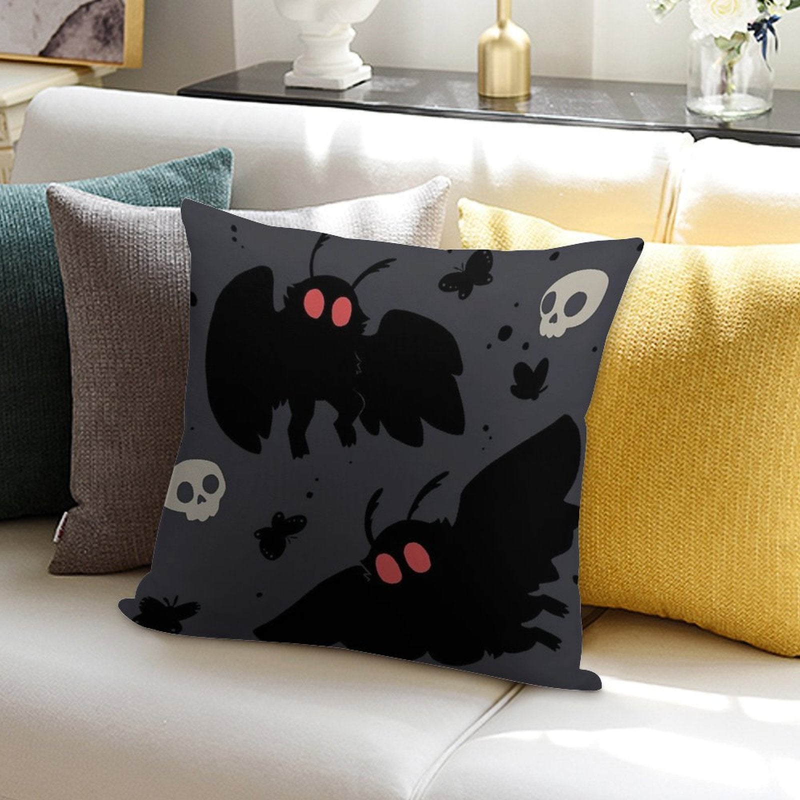 Mothman - Night Grey Soft Easy Maintenance Throw Pillow