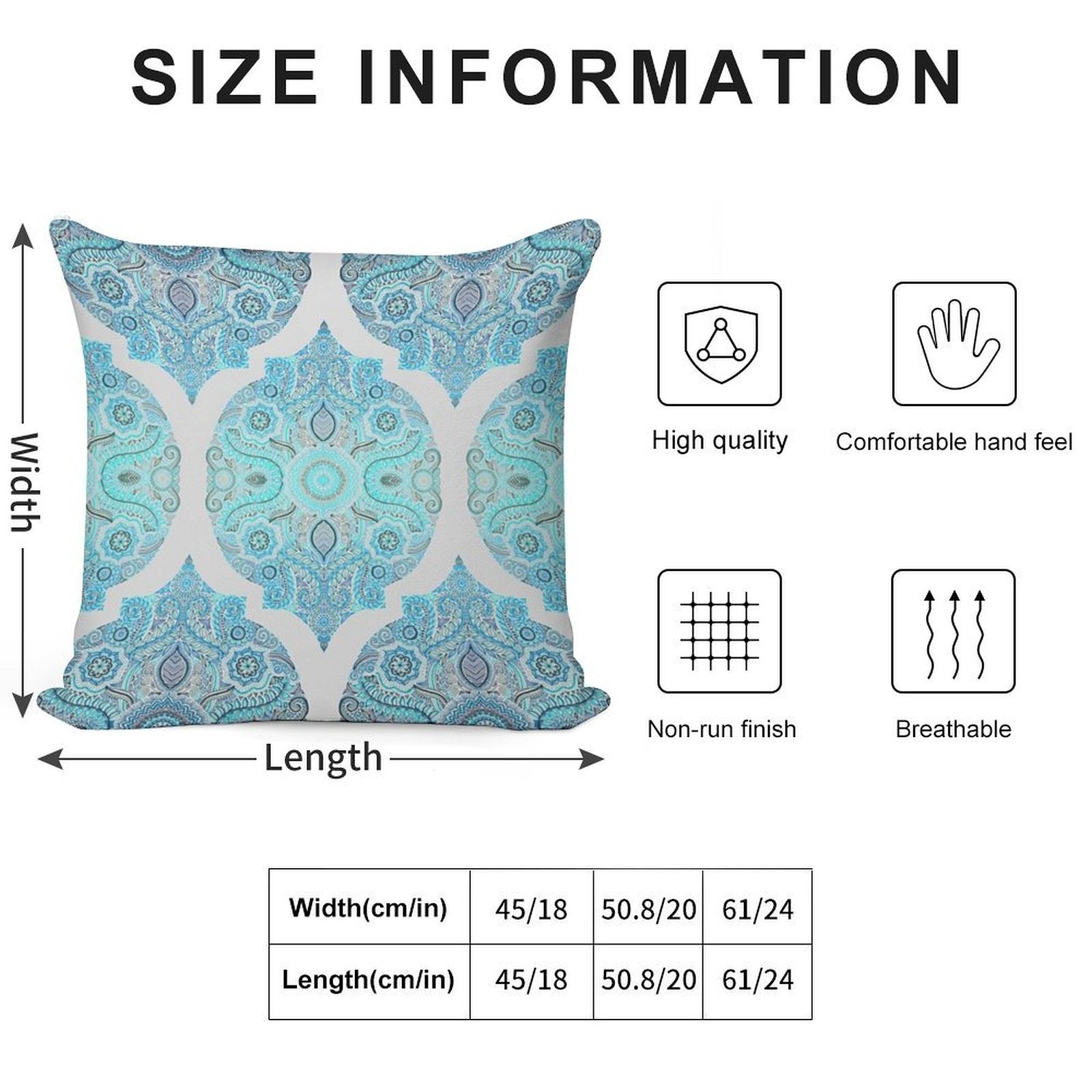 Through Ocean & Sky - Turquoise & Blue Moroccan Pattern Soft Luxury Feel Throw Pillow