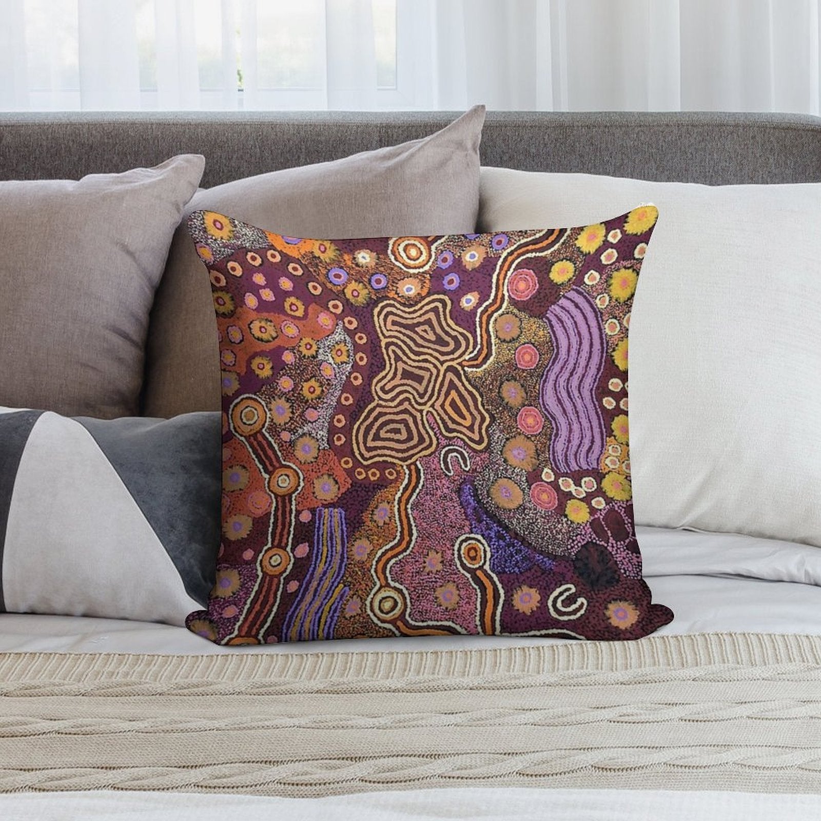 Australian Aboriginal Art Soft Bedroom Essential Throw Pillow