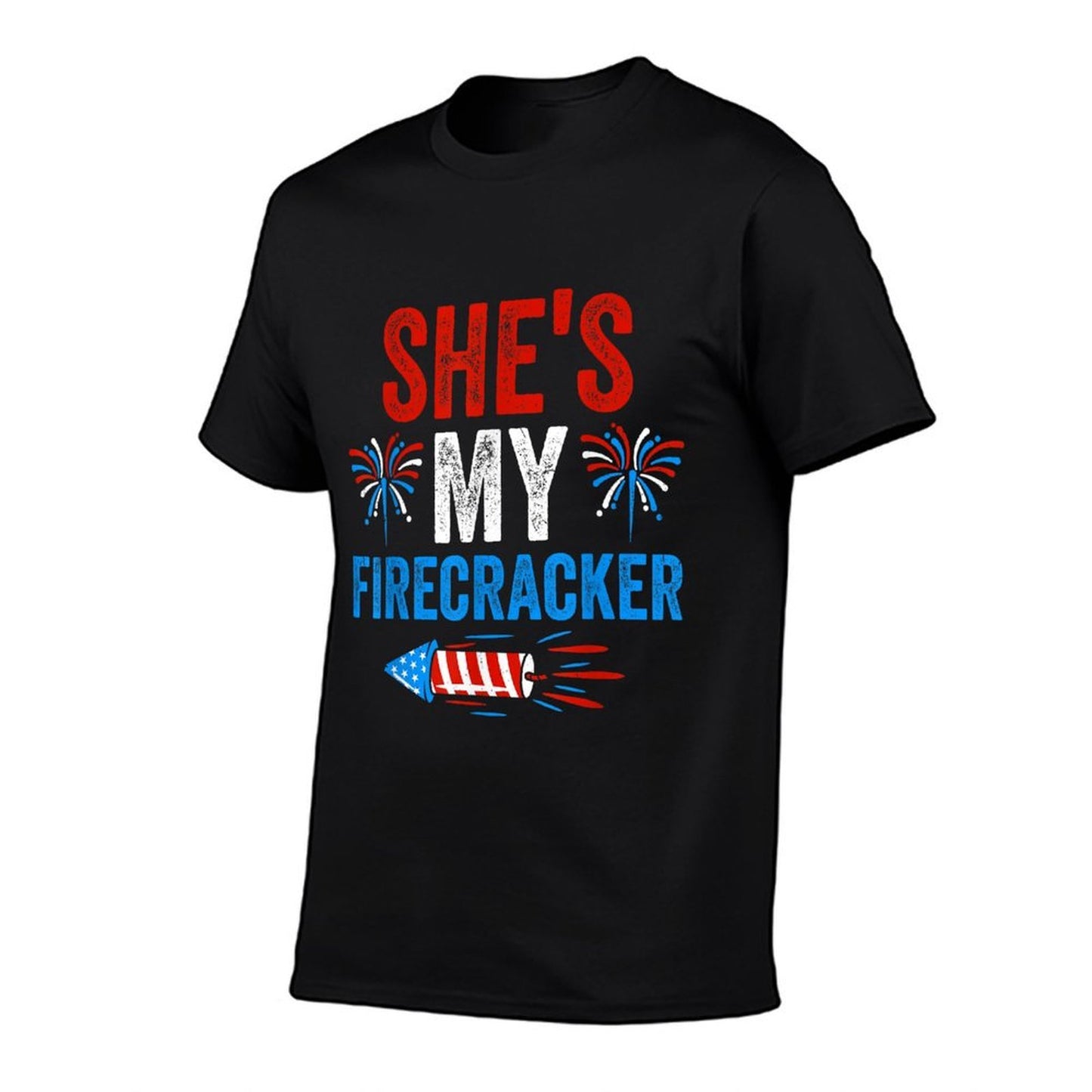Shes My Firecracker His And Hers 4th of July Couples Eco-friendly Material T-Shirt