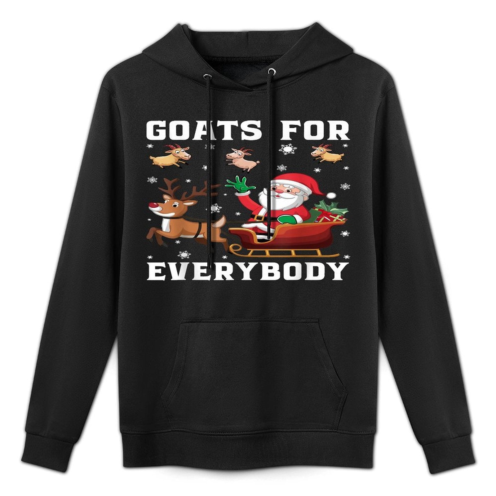 Goats For Everybody Santa Sleigh Funny Christmas Goat Lover Cotton-Polyester Blend Hoodie