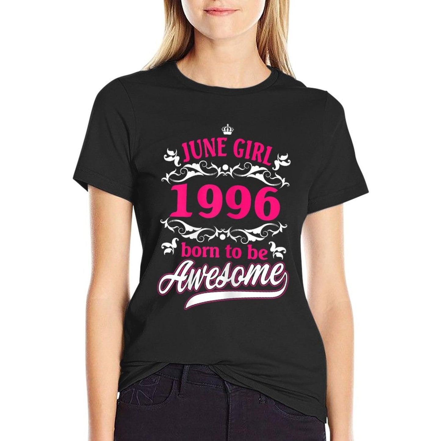 Womens Birthday Vintage Apparel June 1996 Born to Be Awesome Slim-fit Cut T-Shirt
