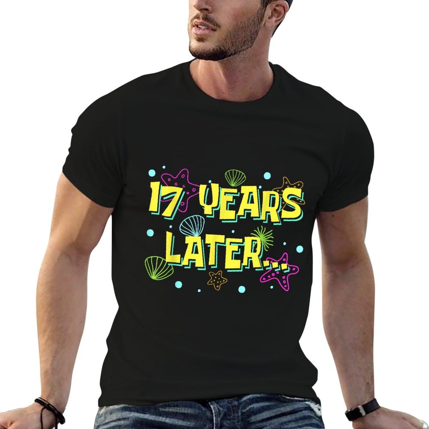 17 Years Later Seventeen 17 Year Old Funny 17th Birthday Ribbed Collar T-Shirt