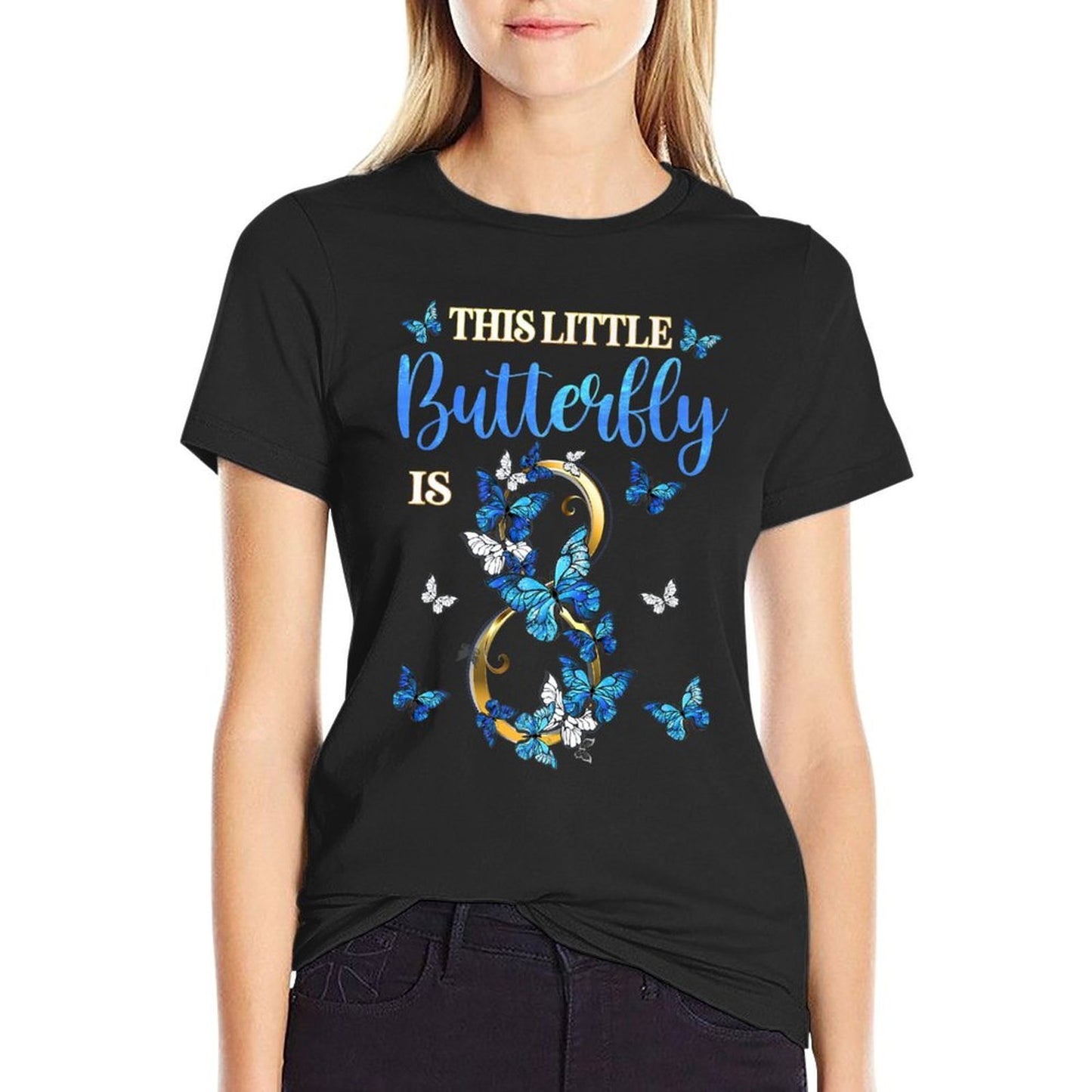 This Little Butterfly Is 8 Eight Year Old Birthday Girl Boy Premium Quick-drying T-Shirt