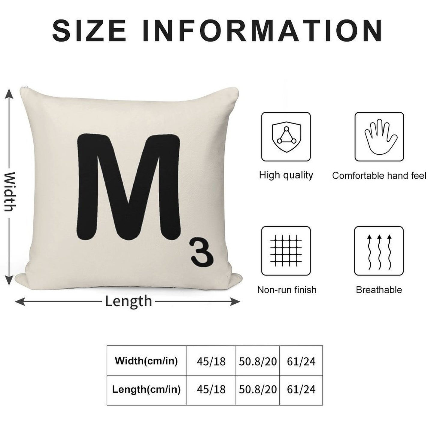Scrabble Tile M Soft Easy Maintenance Throw Pillow