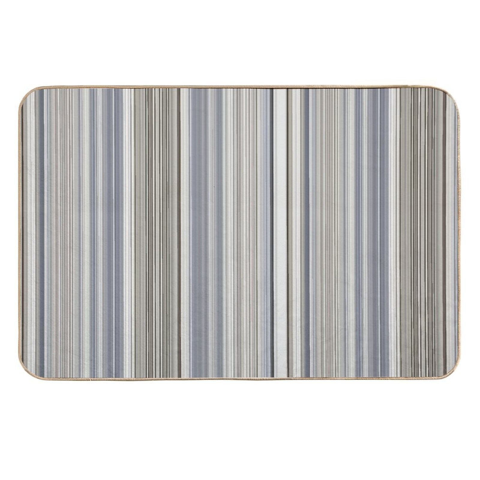 Blue Grey Tan Stripes  Slip-Resistant Bath Mat