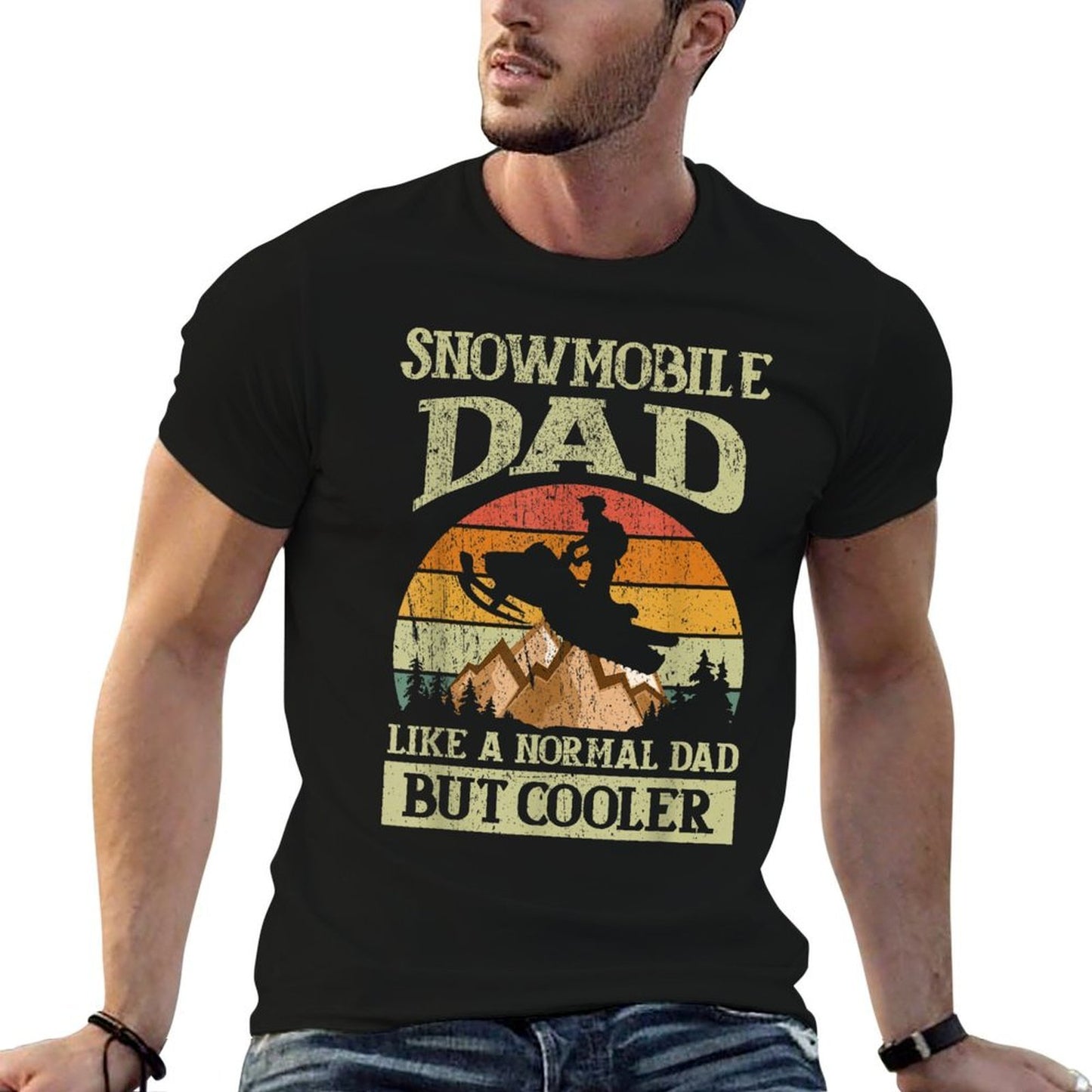 Snowmobile Dad Like A Normal Dad But Cooler Polyester Blend T-Shirt