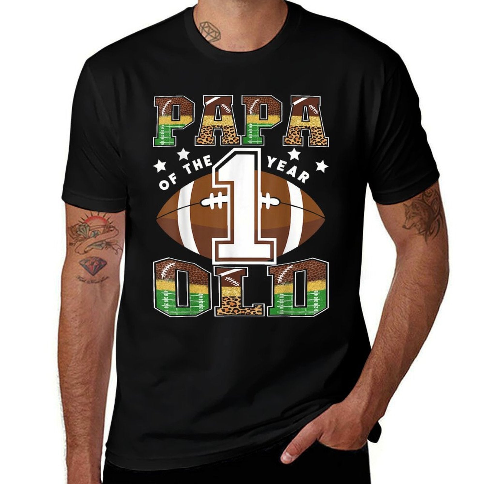 Papa Of The 1 Year Old Football 1St Year Down Birthday Comfortable T-Shirt