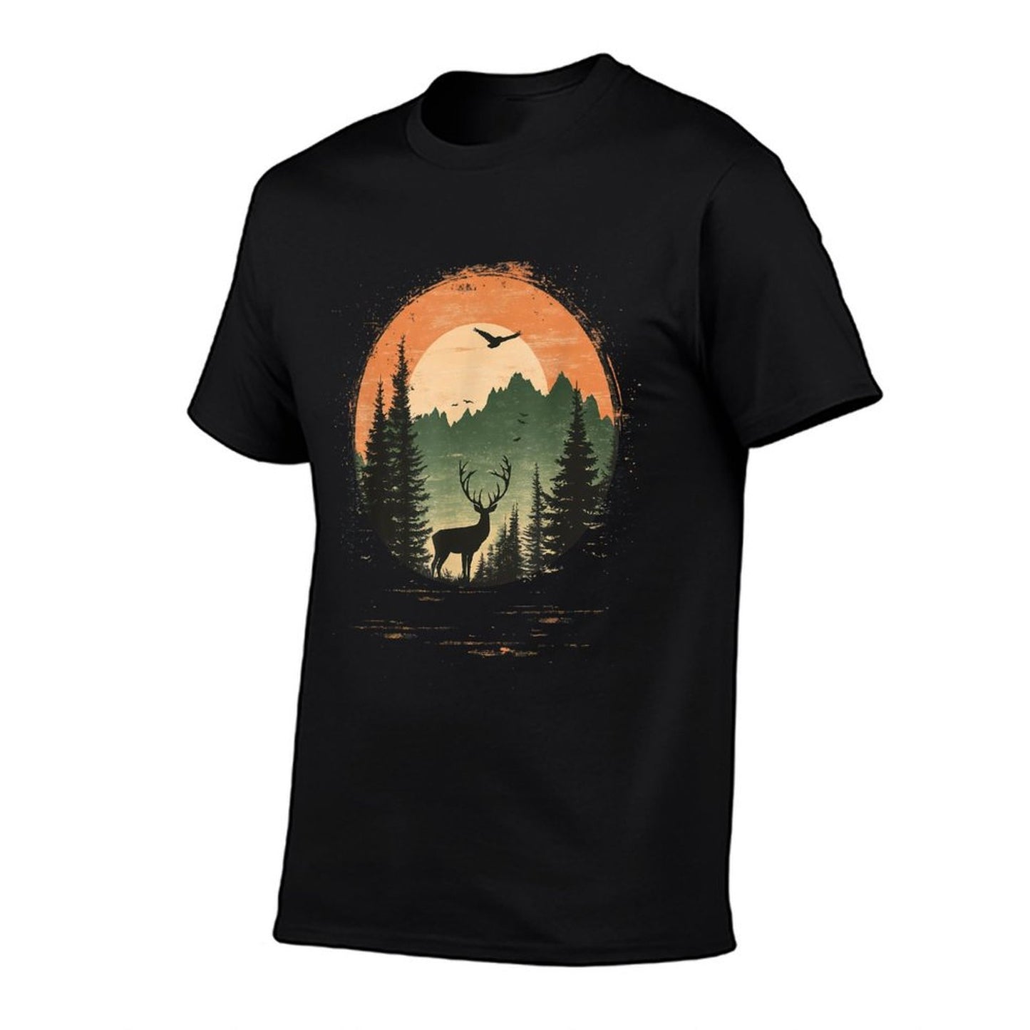 Retro Wilderness Bear Trees Reflection Outdoor Forest Heathered Texture T-Shirt