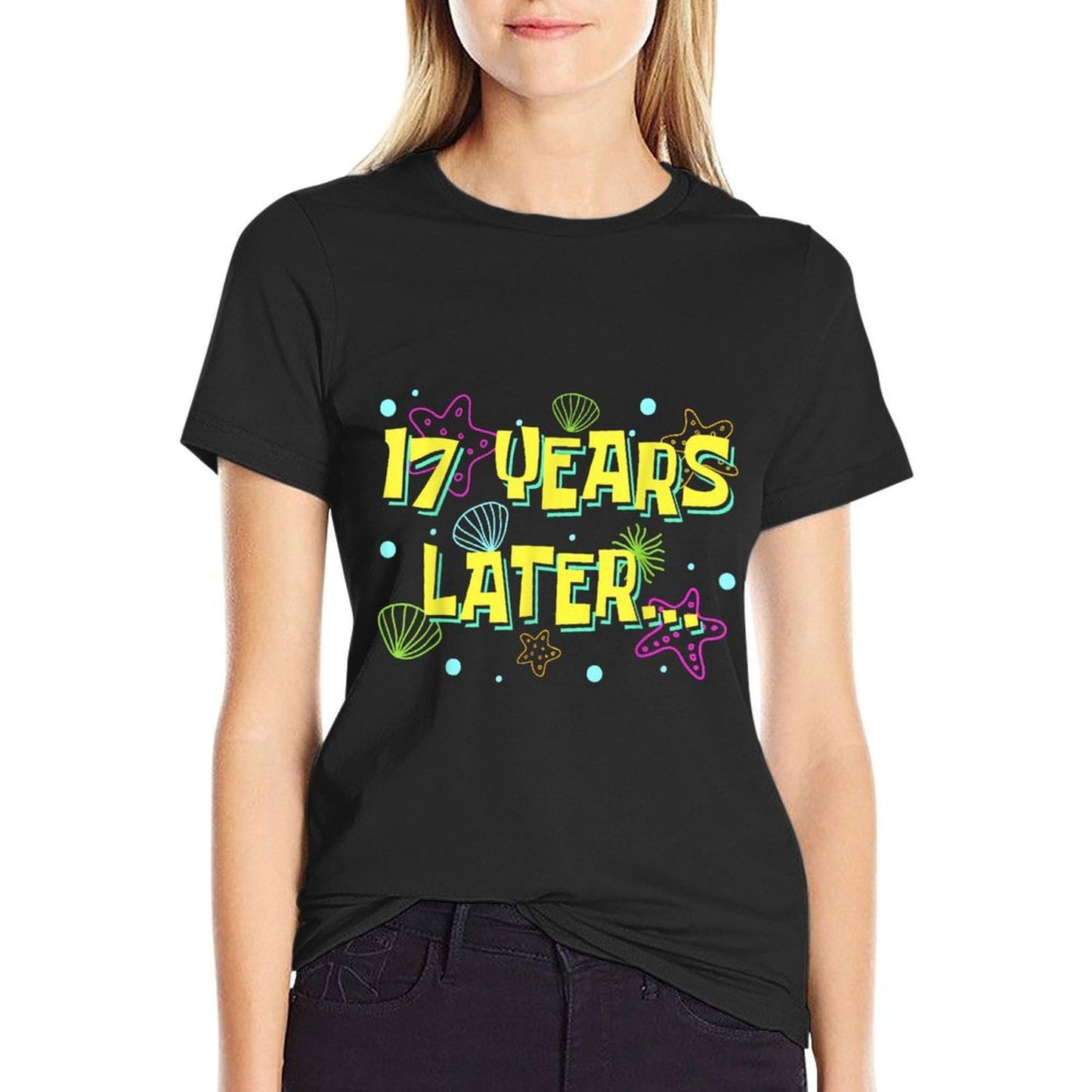 17 Years Later Seventeen 17 Year Old Funny 17th Birthday Ribbed Collar T-Shirt