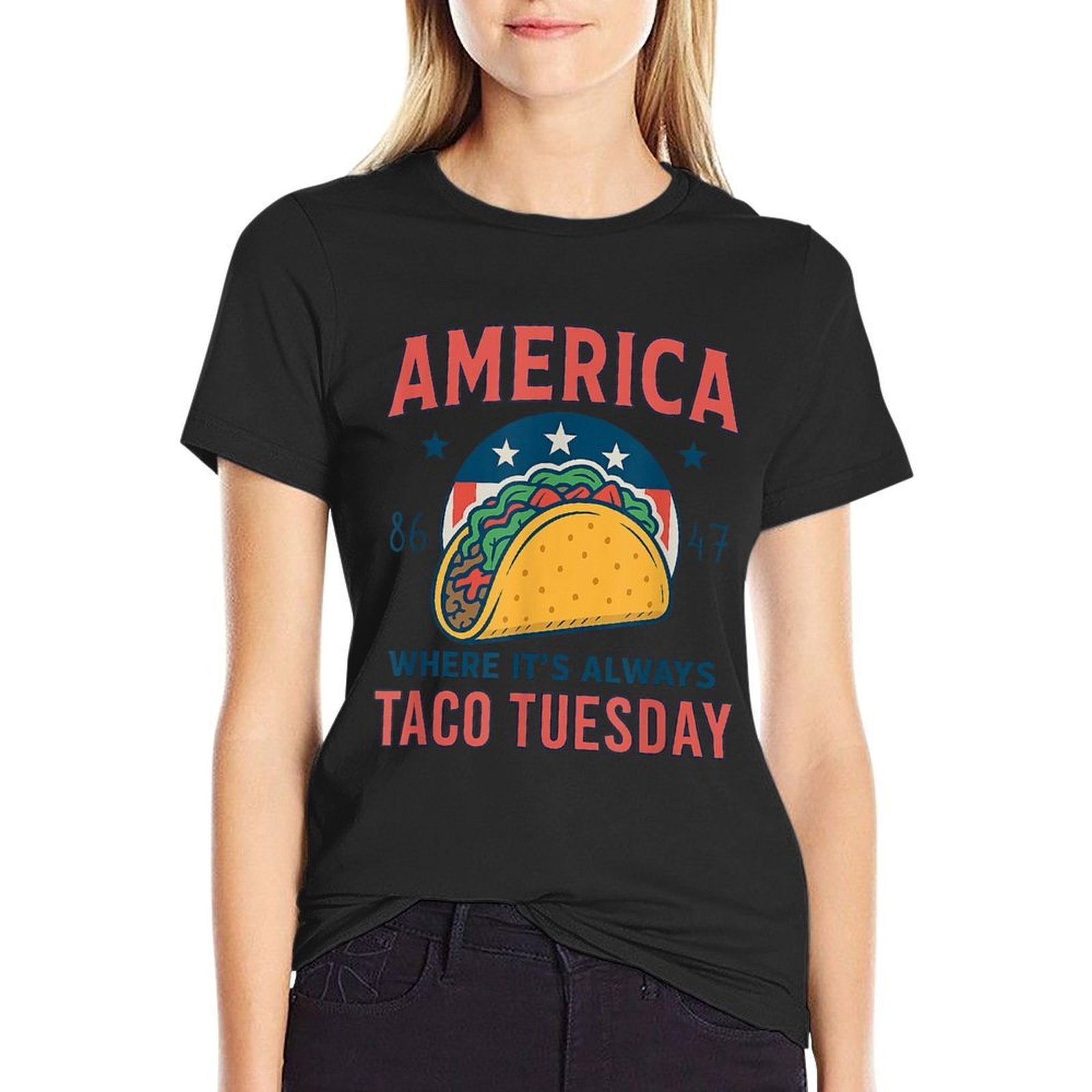 America Taco Tuesday Funny Patriotic 4th Of July Taco  Moisture-wicking T-Shirt