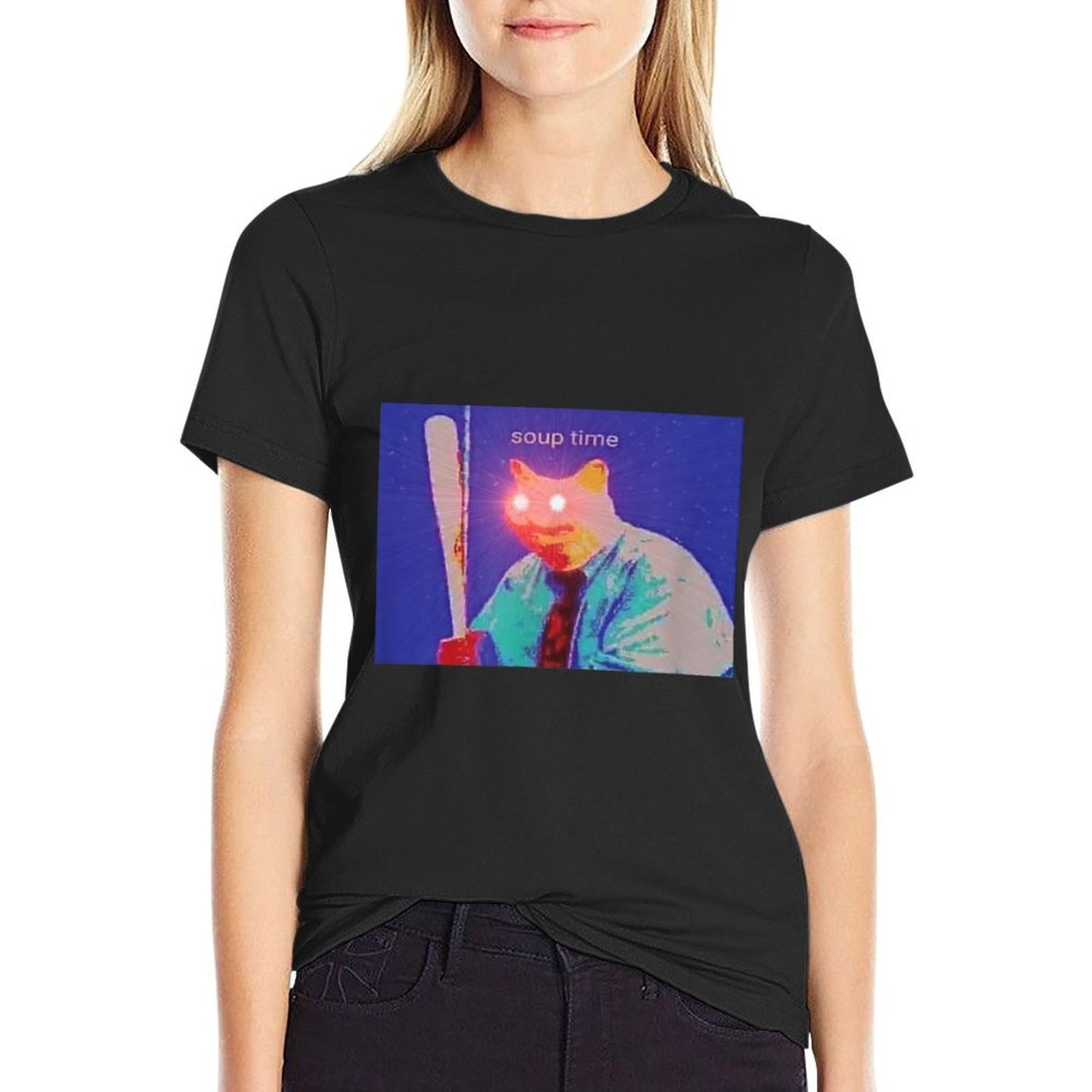 Soup Time Meme Cat Red Laser Eyes Odor-resistant T-Shirt