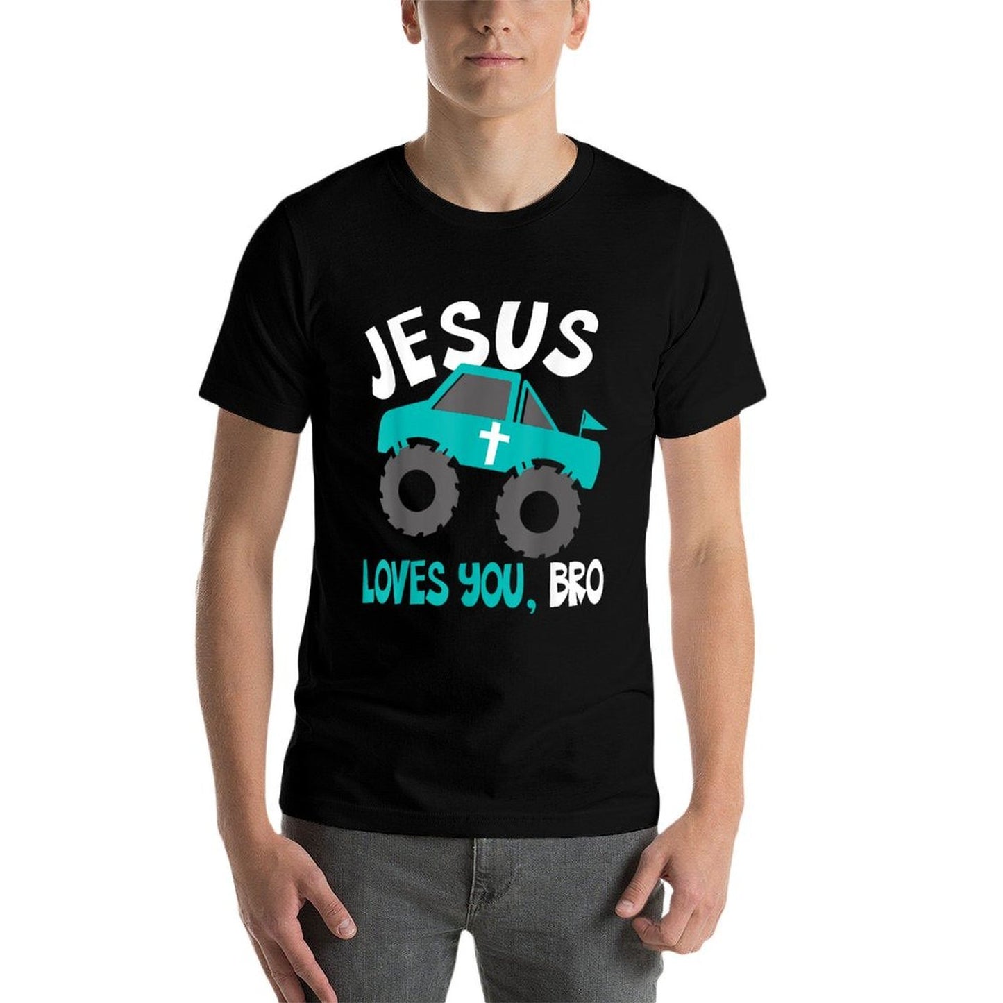 Toddler Jesus Loves You Bro Funny Christian Kids Boy God Son Cotton T-Shirt