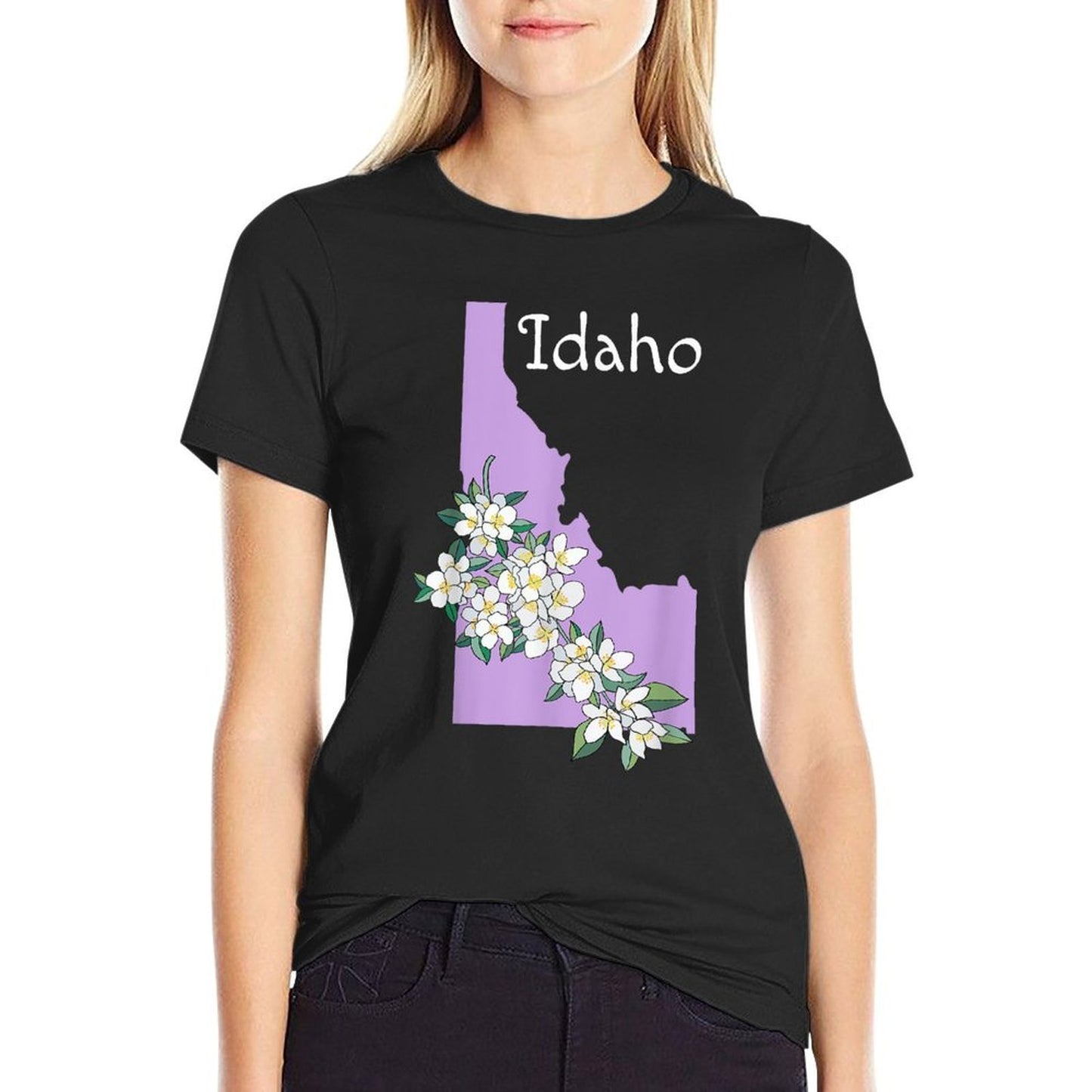 State of Idaho Syringa Flower Polyester Blend T-Shirt