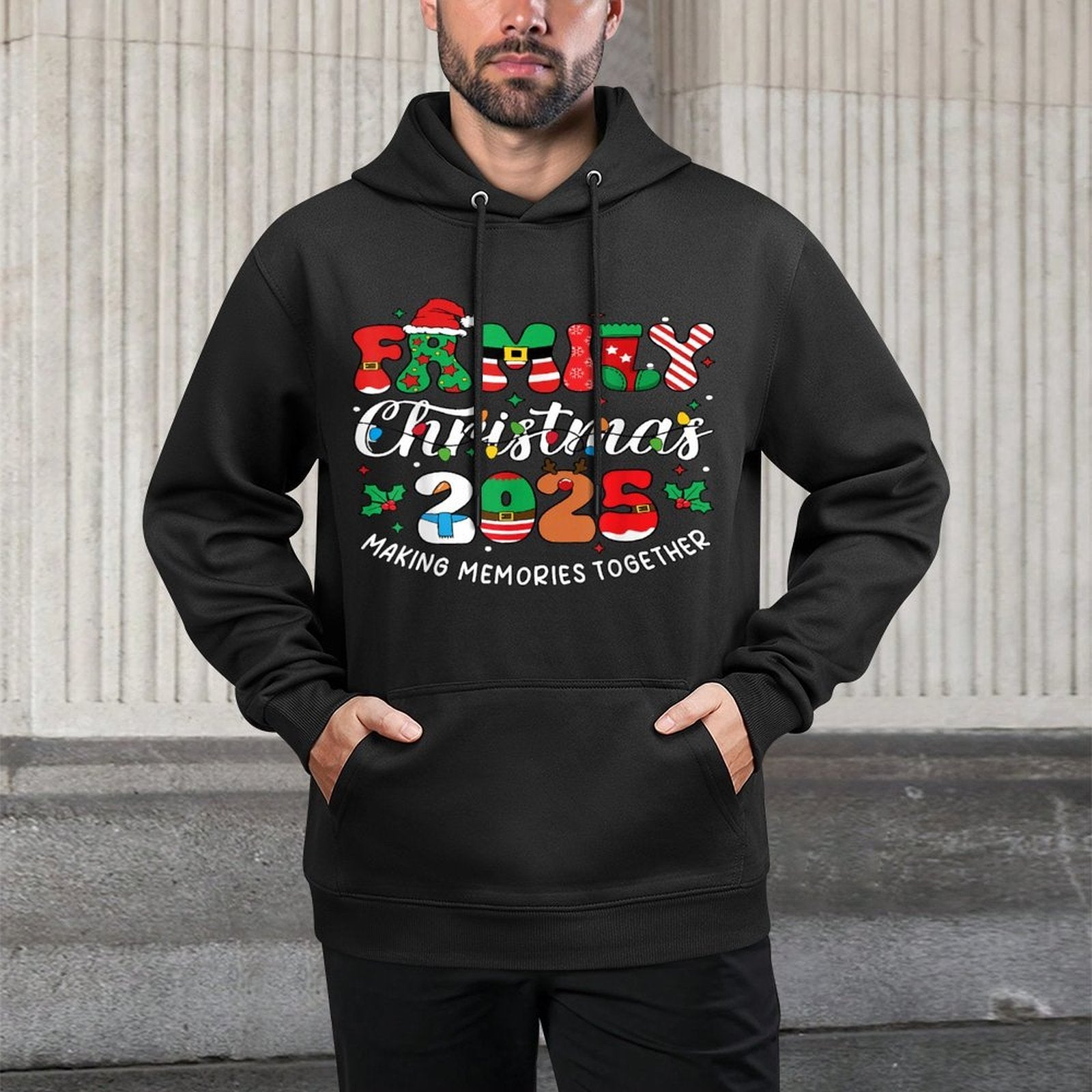 Family Christmas 2025 Matching Outfit Xmas Squad Santa Group Breathable Fabric Hoodie