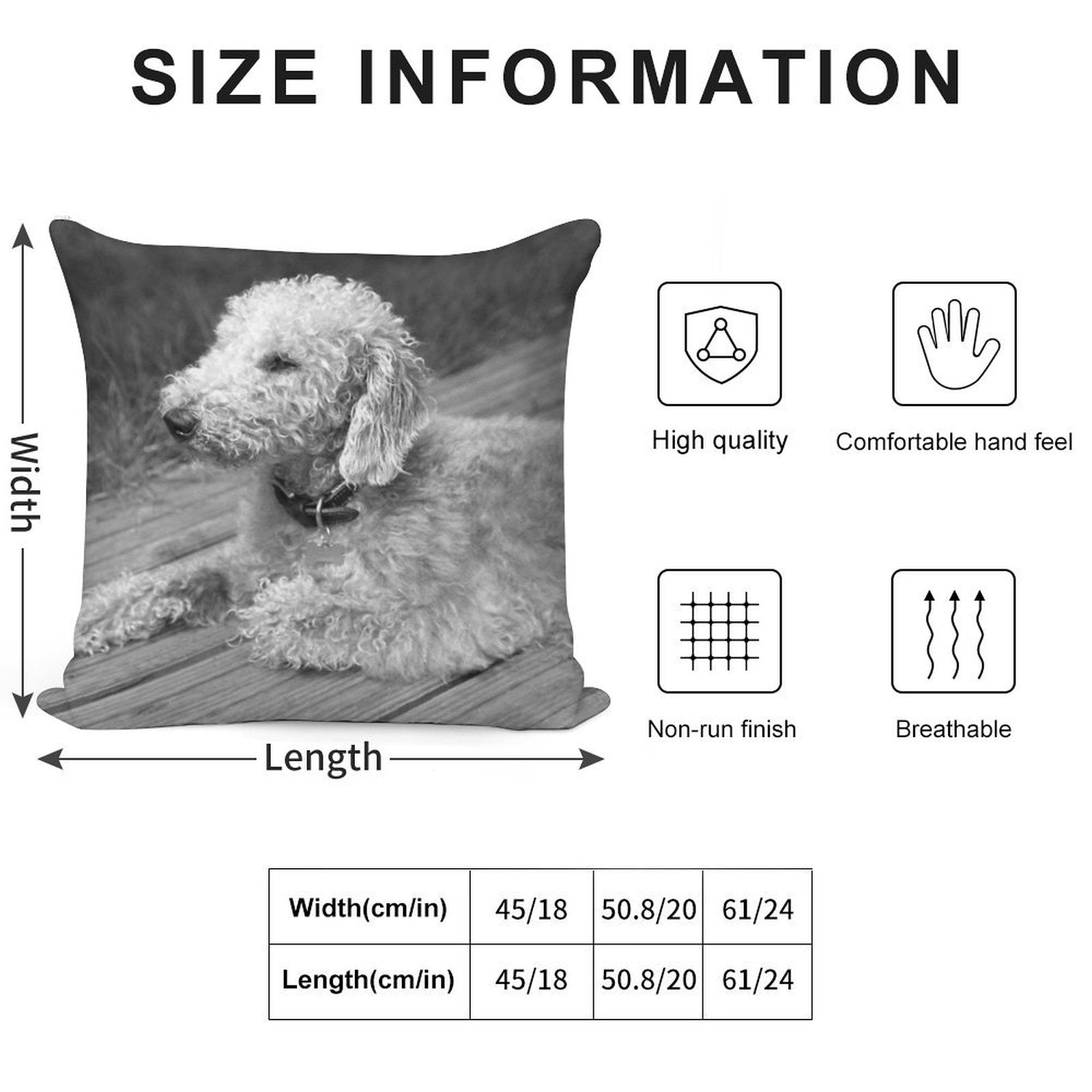 Bedlington Terrier Photo Soft Reinforced Edging Throw Pillow