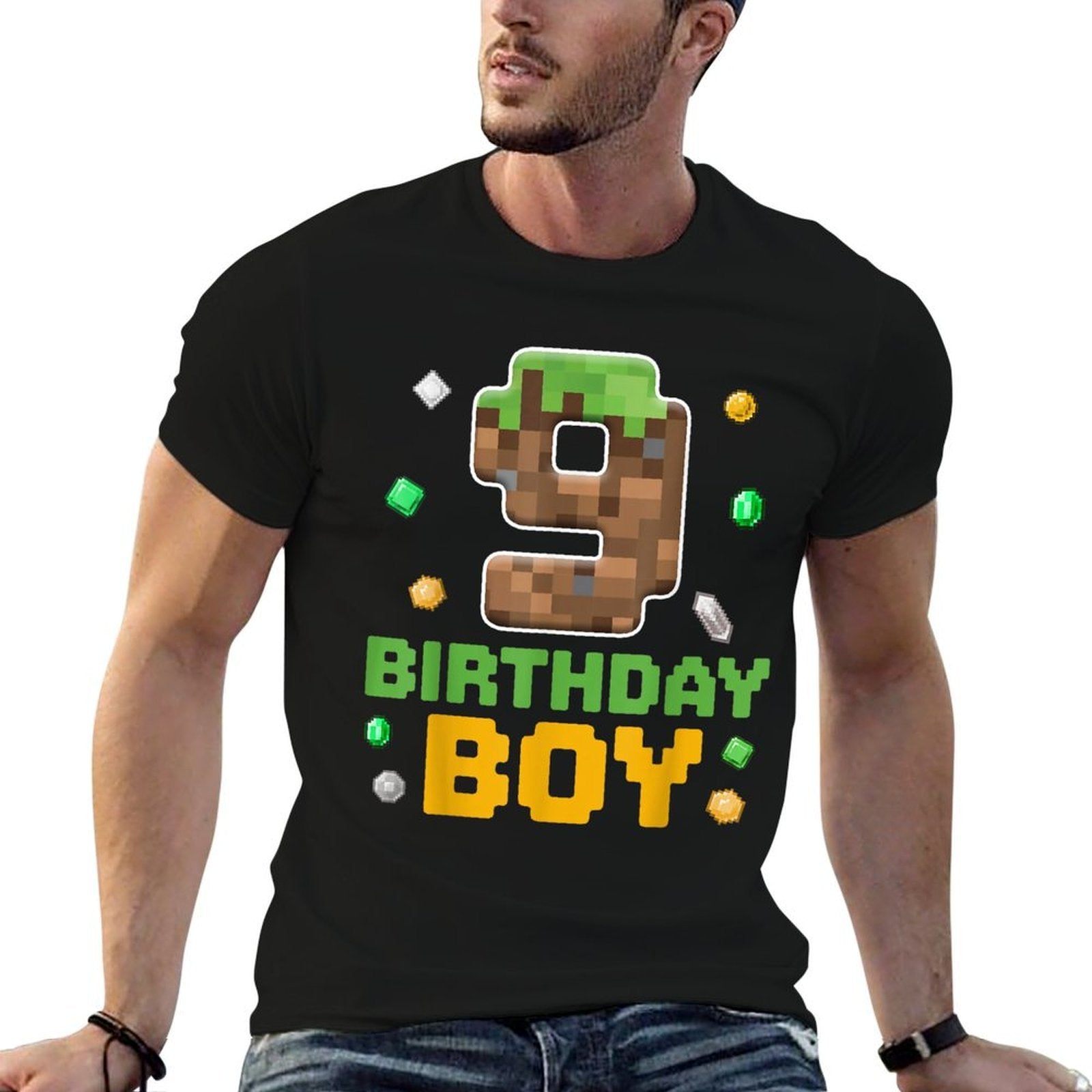 9th Birthday 9 Years Old Video Gamer Pixel Birthday Boys  Moisture-wicking T-Shirt