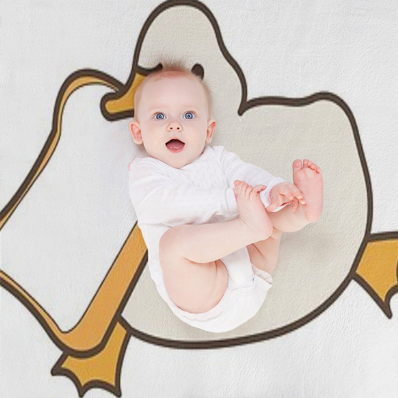 Cute Duck with Bread Yellow Funny Kawaii Animals Travel-friendly Throw Blanket