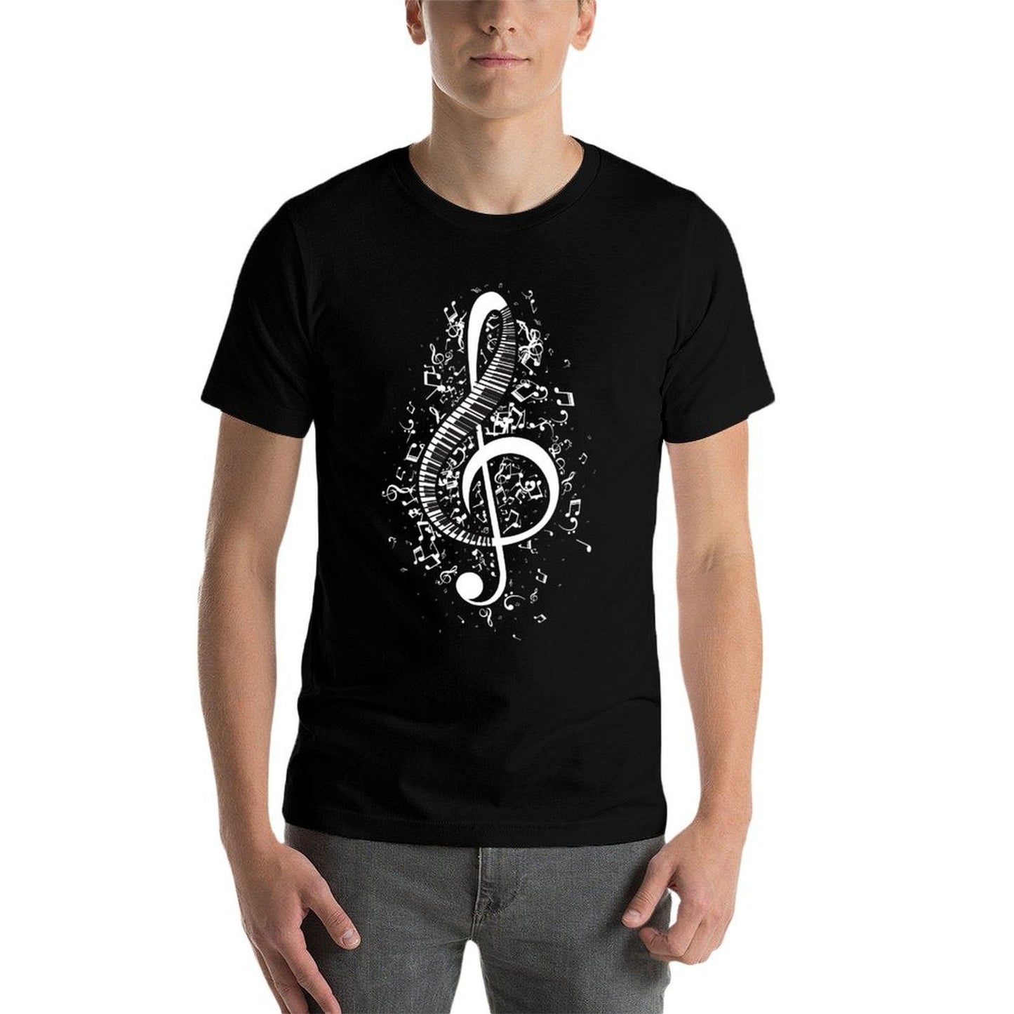 Treble Clef Keys - Piano Player Pianist Classical Music Polyester Blend T-Shirt